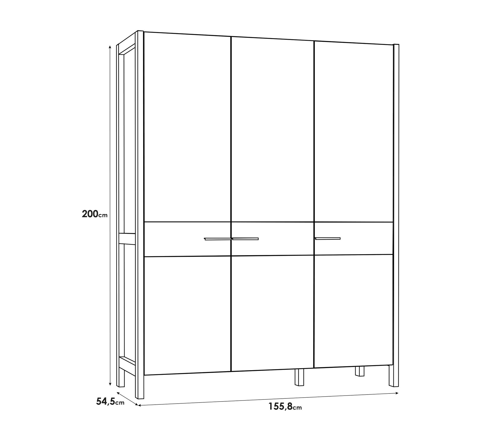 Armoire 3 portes battante OMBRONE blanc et imitation chêne Armoire BUT