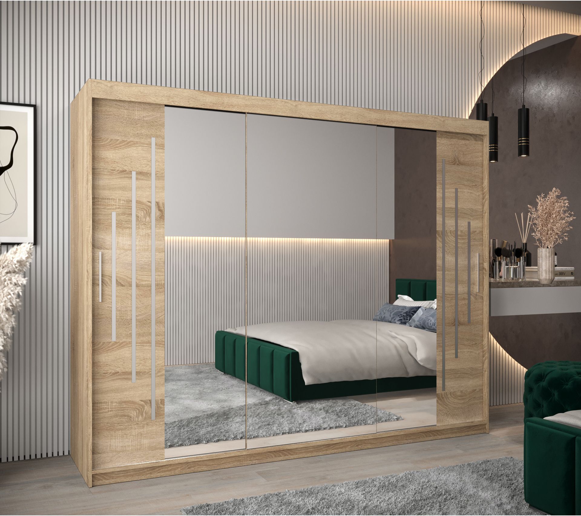 Armoire York 2 à Portes Coulissantes 200/250/62 3 Portes (sonoma/sonoma