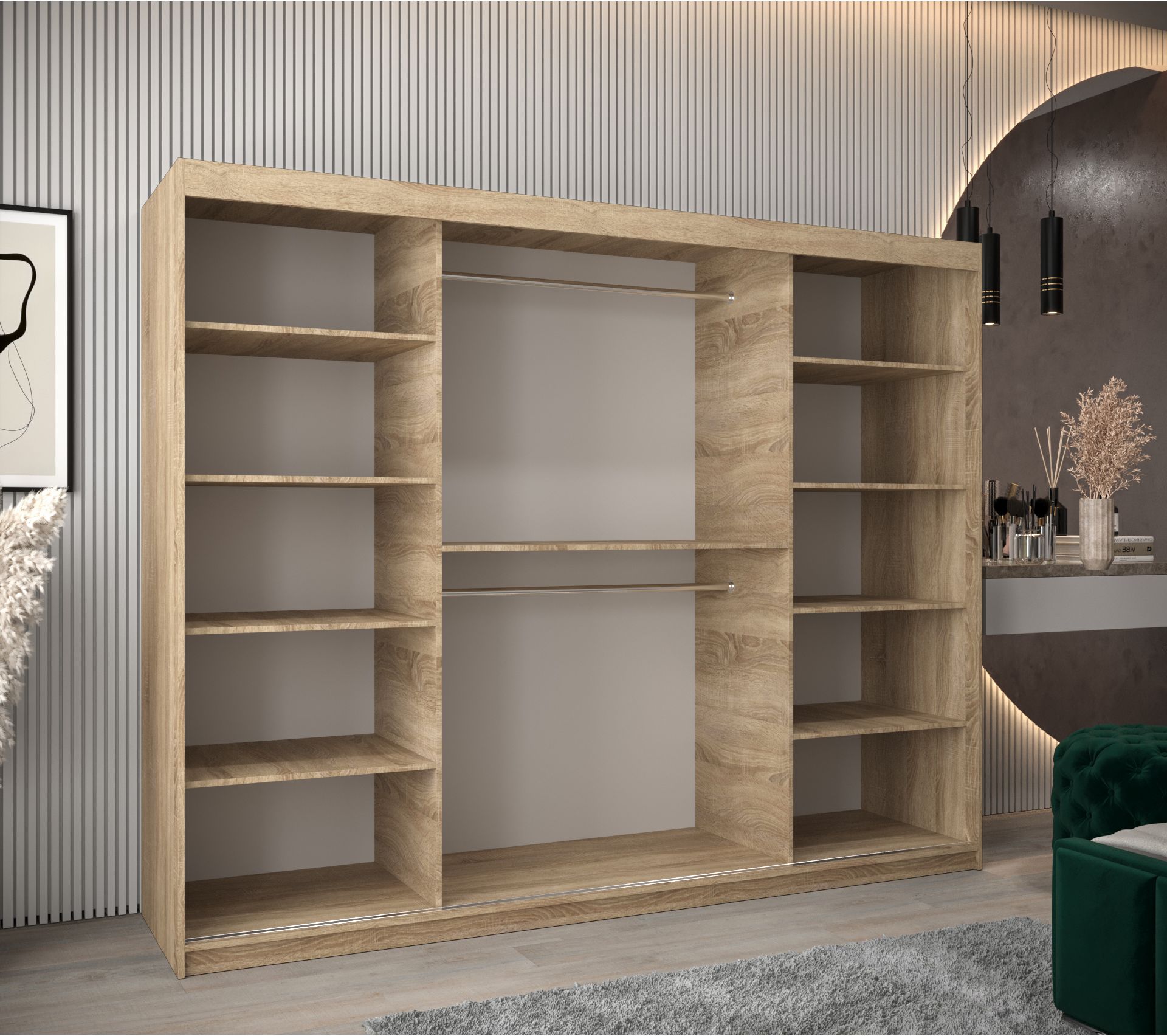 Armoire York 2 à Portes Coulissantes 200/250/62 3 Portes (sonoma/sonoma