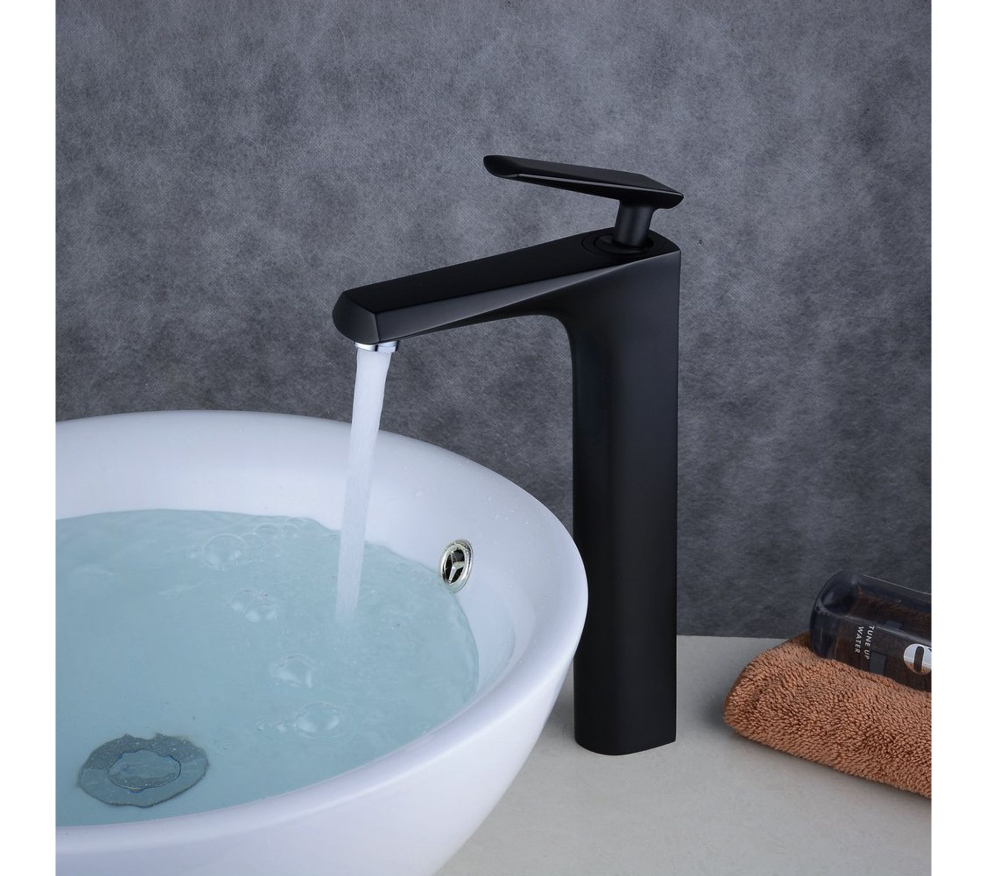 Robinet Haut Avec Revêtement Brillant Noir Mitigeur De Lavabo Pour Vasque Robinet Haut Avec Revêtement Brillant Noir Mitigeur De Lavabo Pour Vasque