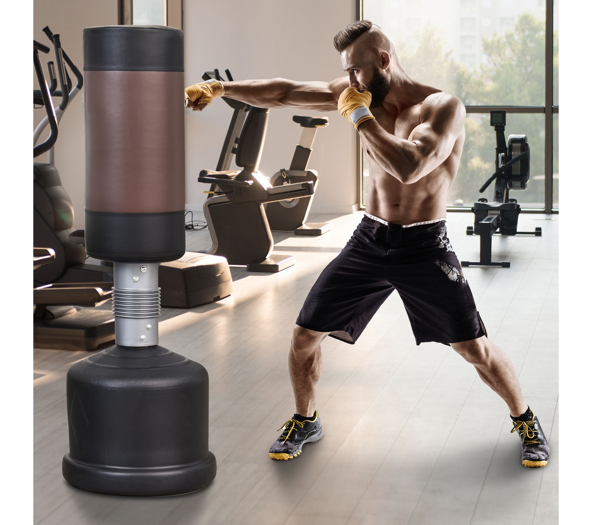 MaxxMMA Sac De Frappe Autoportant Réglable - Vitesse Et Hauteur Adjustables, Pour Boxe Et MMA