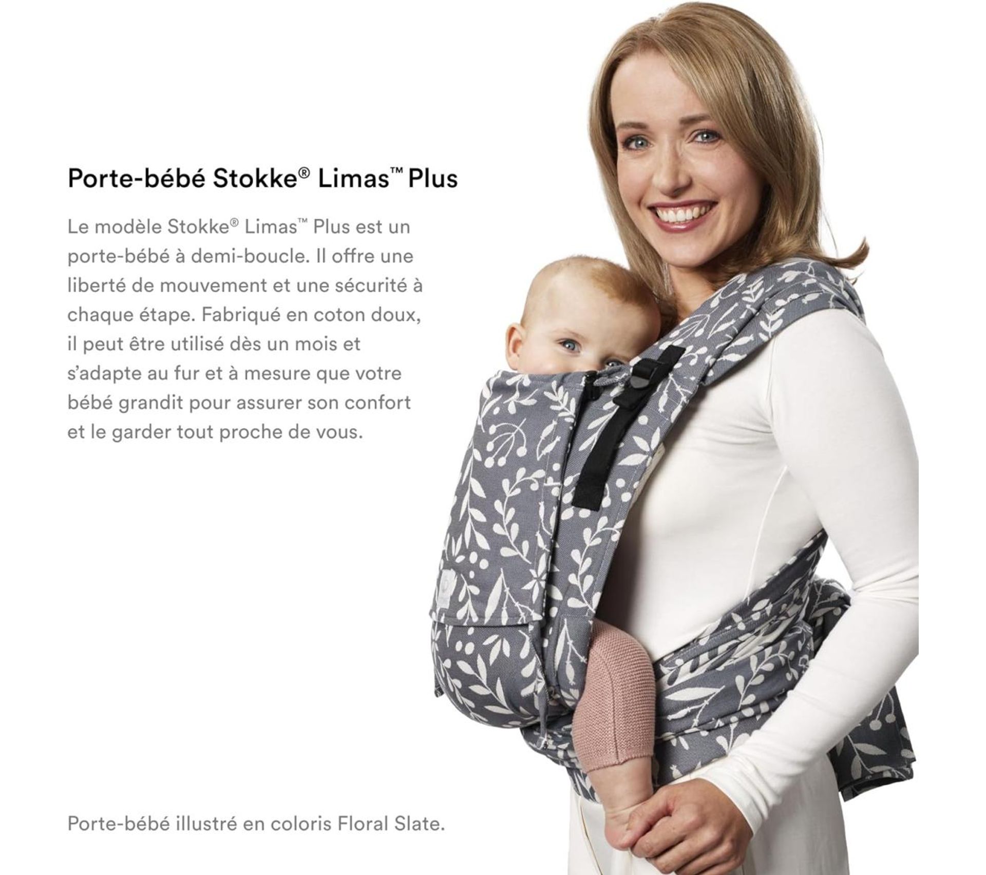 Porte-bébé Stokke Limas Carrier Plus, Noir (OCS) - Porte-bébé à demi-boucles - Trois options de portage - Sûr pour les bébés de 1 mois/4 kg à 18 kg