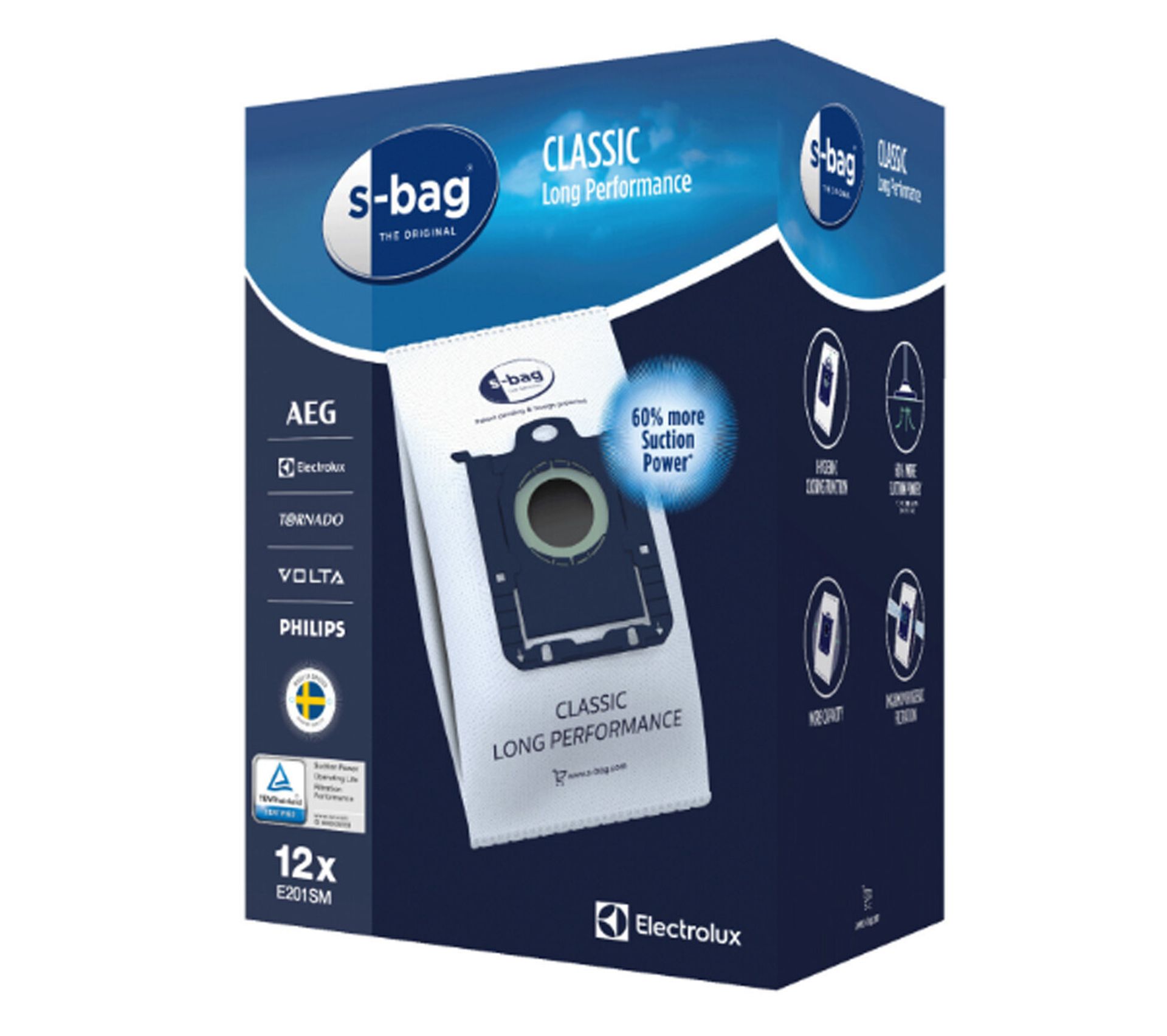 Sac aspirateur ELECTROLUX SBag E201SM x12 long. Perf. Accessoire