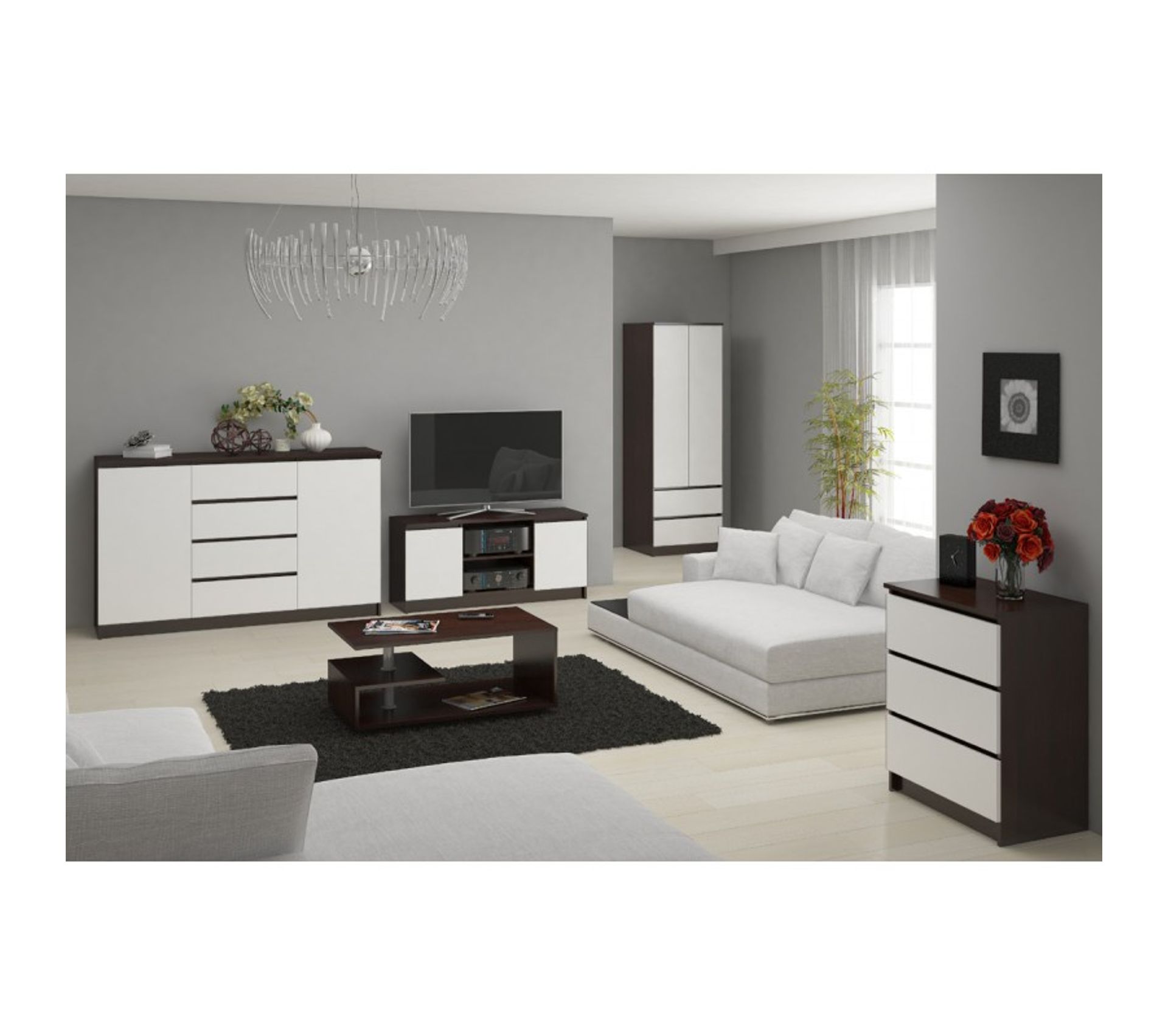 Eline Armoire Dressing 2 Tiroirs 60x51x180 Wengéblanc Armoire BUT