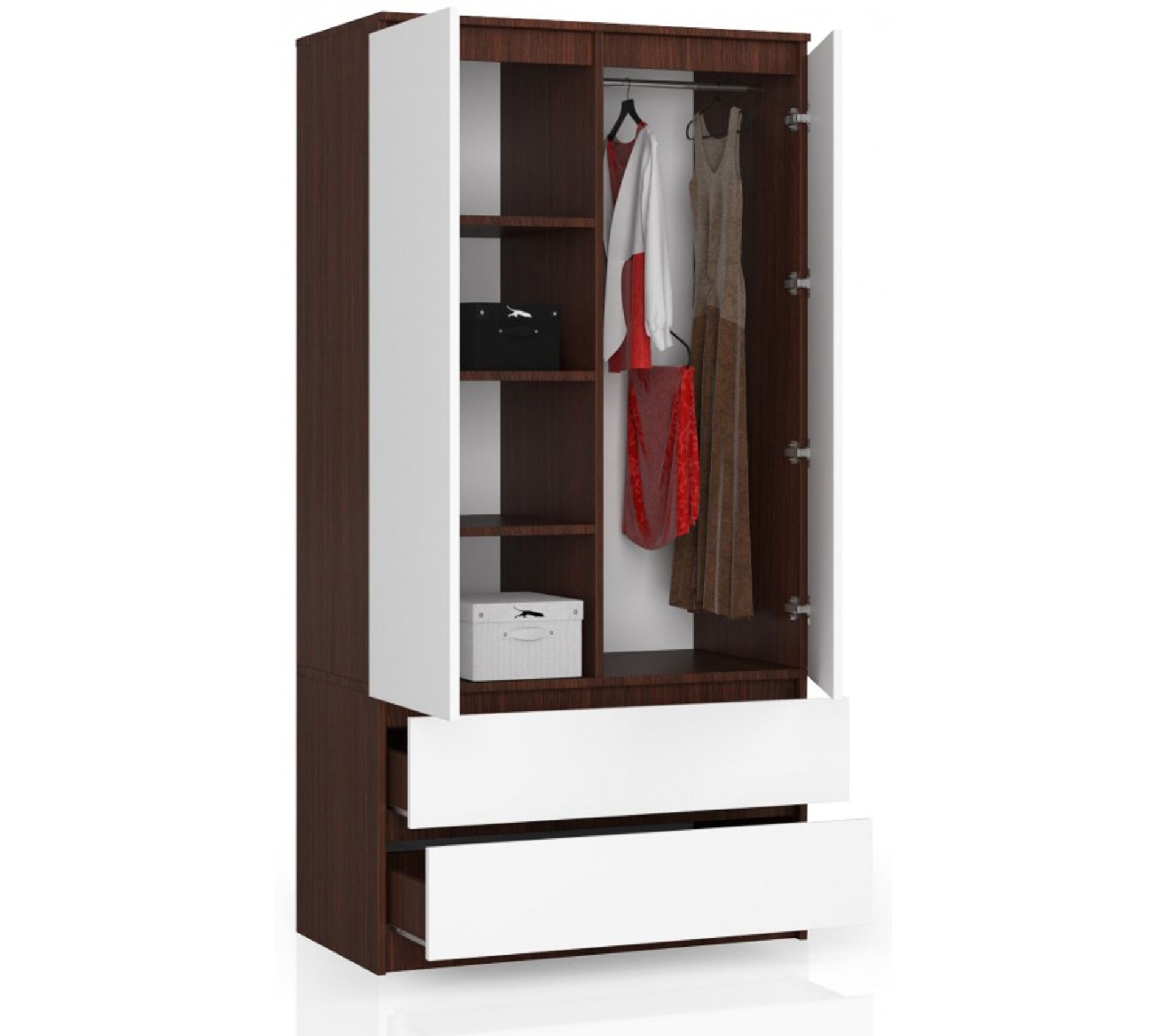Bianca Armoire Dressing 2 Tiroirs 90x51x180 Wengéblanc Armoire BUT