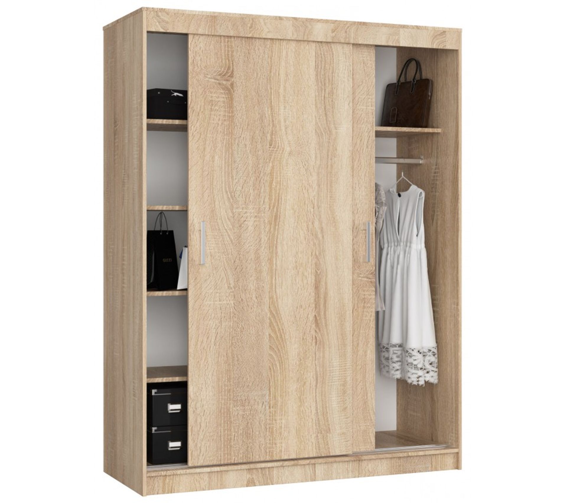 Helia Armoire À Porte Coulissante 2 Portes 6 Tablettes 150x60x200