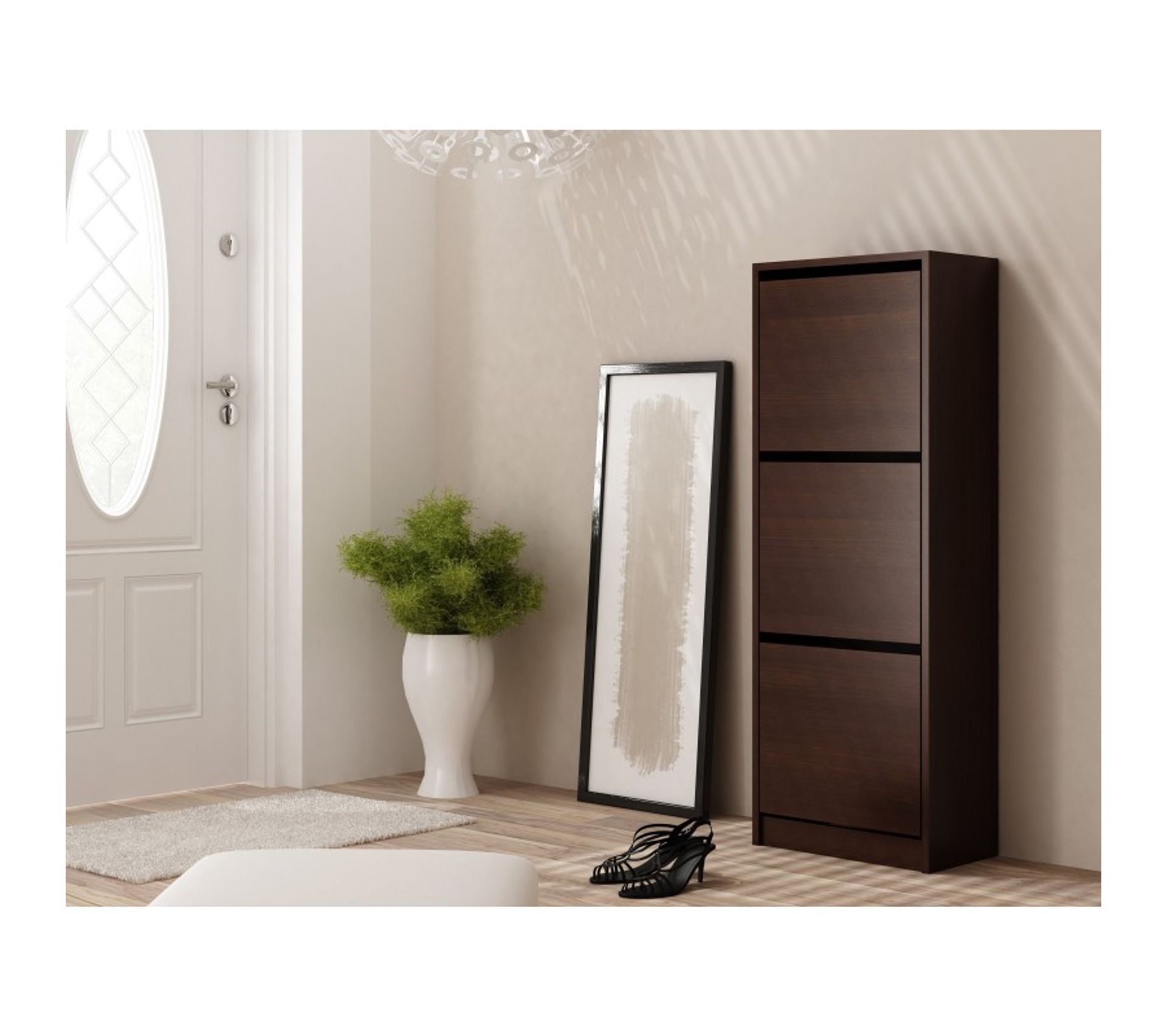 Stella T3 Meuble À Chaussures 3 Portes 6 Niches 49x28x136 Wengé