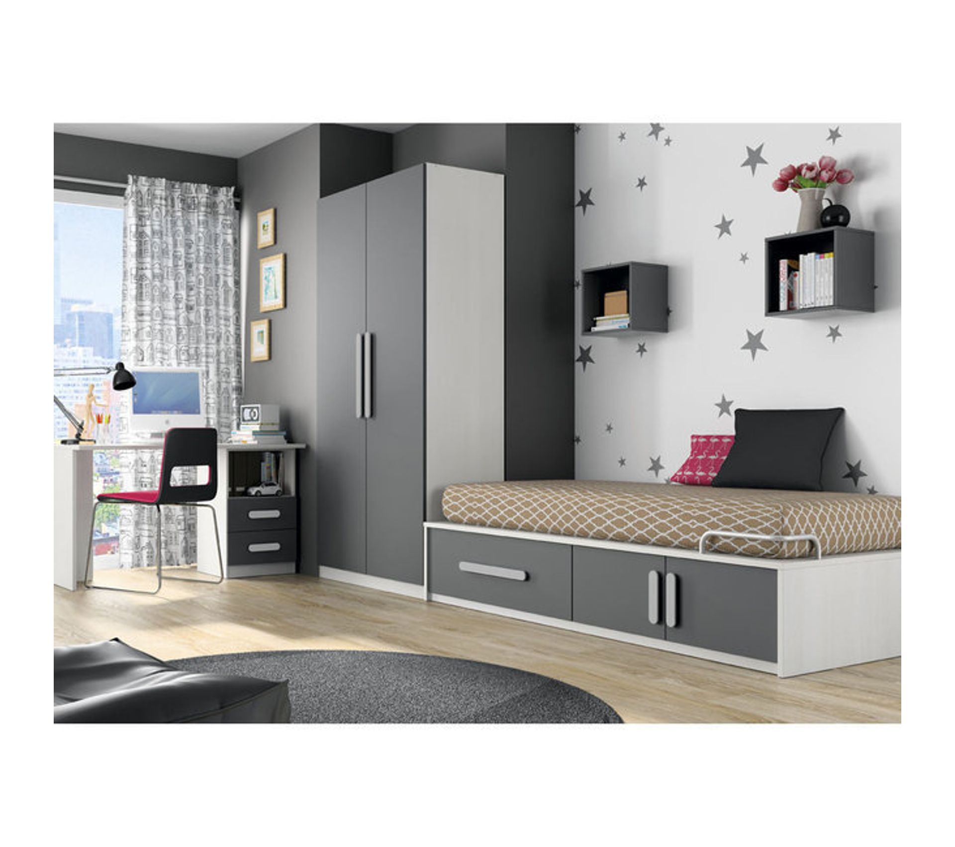 Lit Plateforme Avec Rangement Milan Anthracite Lit avec rangement BUT