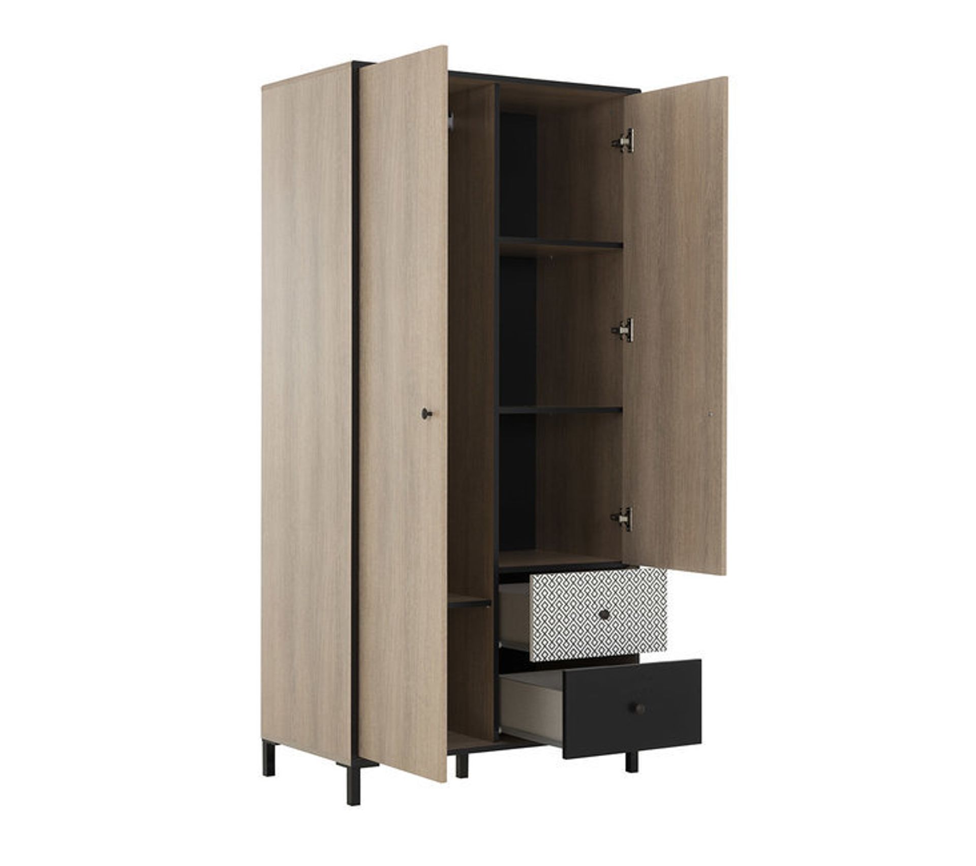 Armoire Rinca Noir Et Chêne Armoire BUT