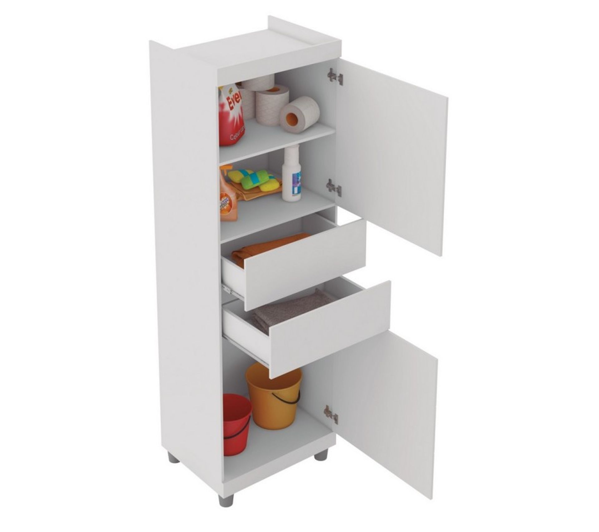 Meuble De Rangement Blanc 2 Portes 2 Tiroirs Buffet BUT