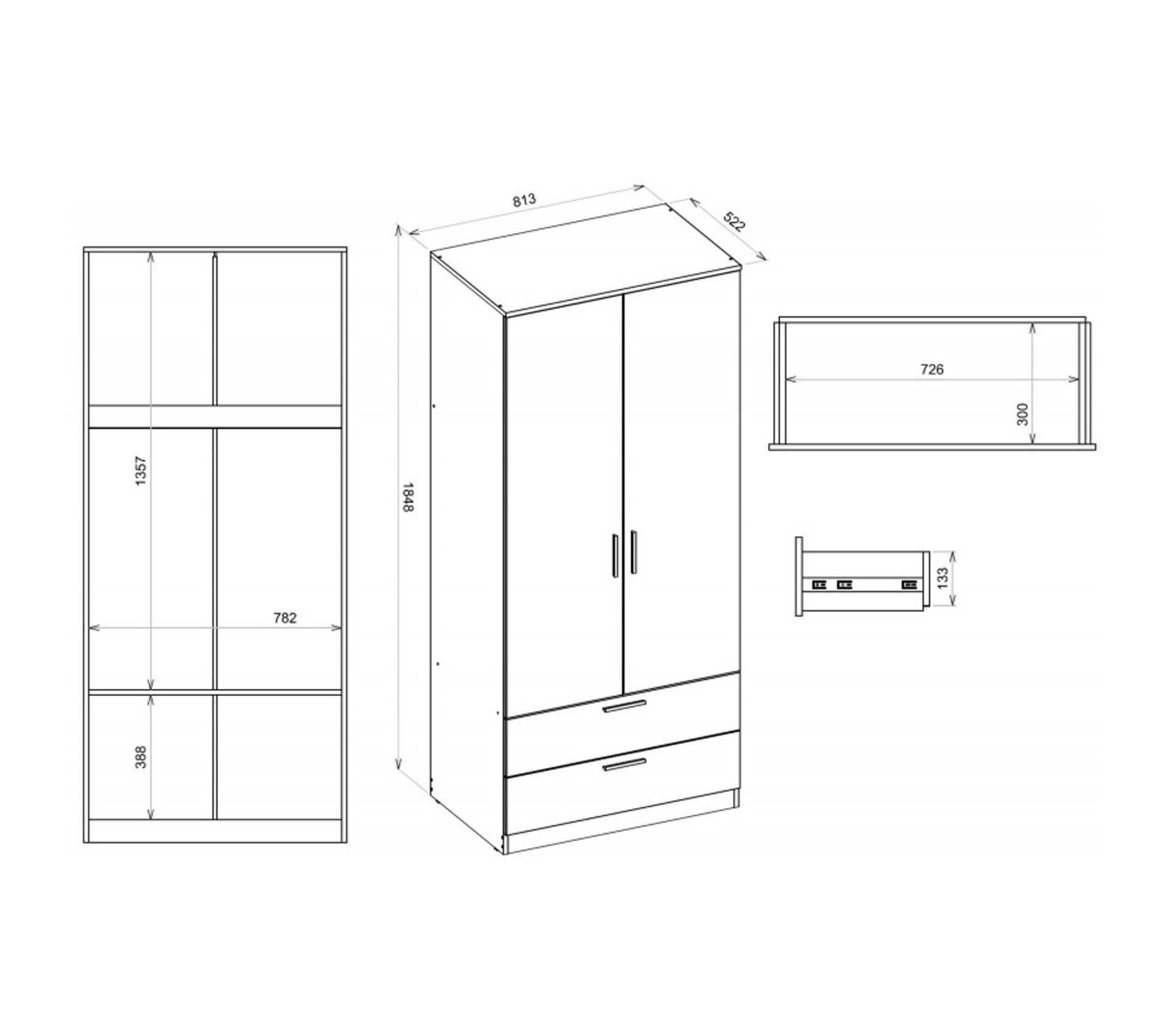 Armoire Dressing 2 Portes 2 Tiroirs Chêne Armoire BUT