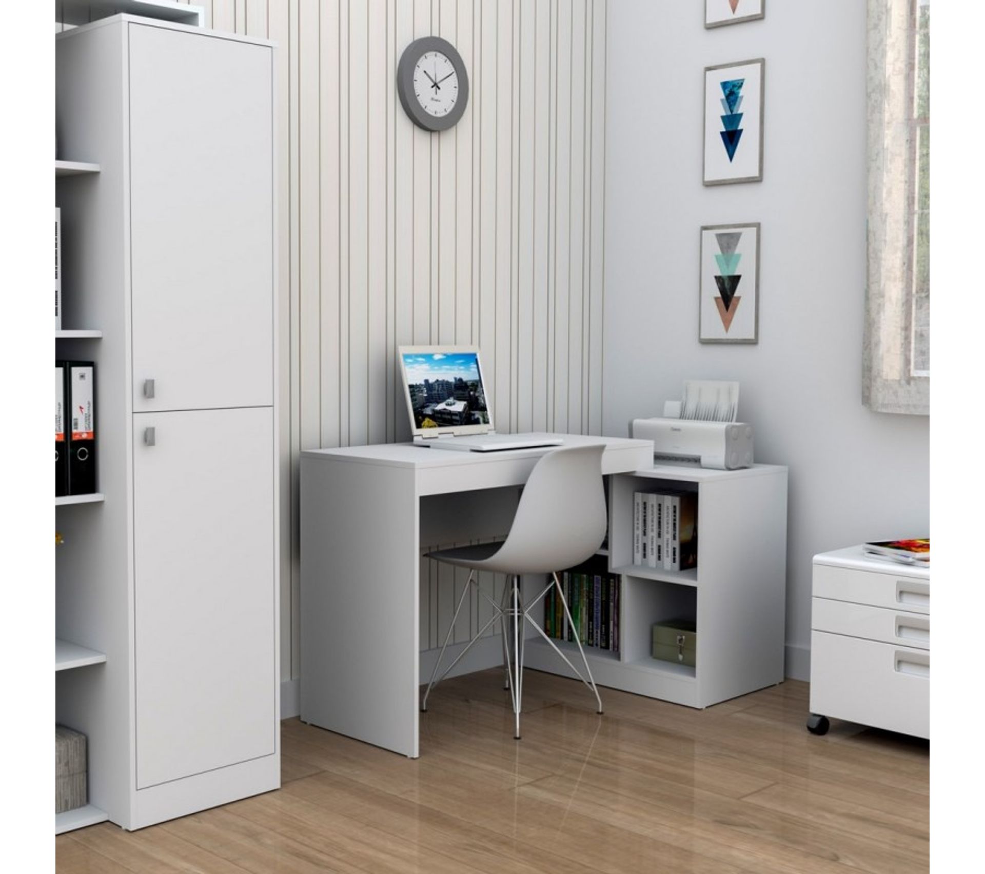 Bureau Et Armoire Blancs Bureau Secrétaire BUT