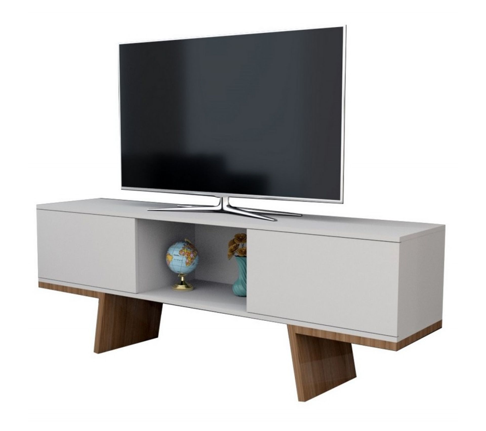 Meuble TV 60 Pouces 2 Portes Blanc Meuble TV BUT