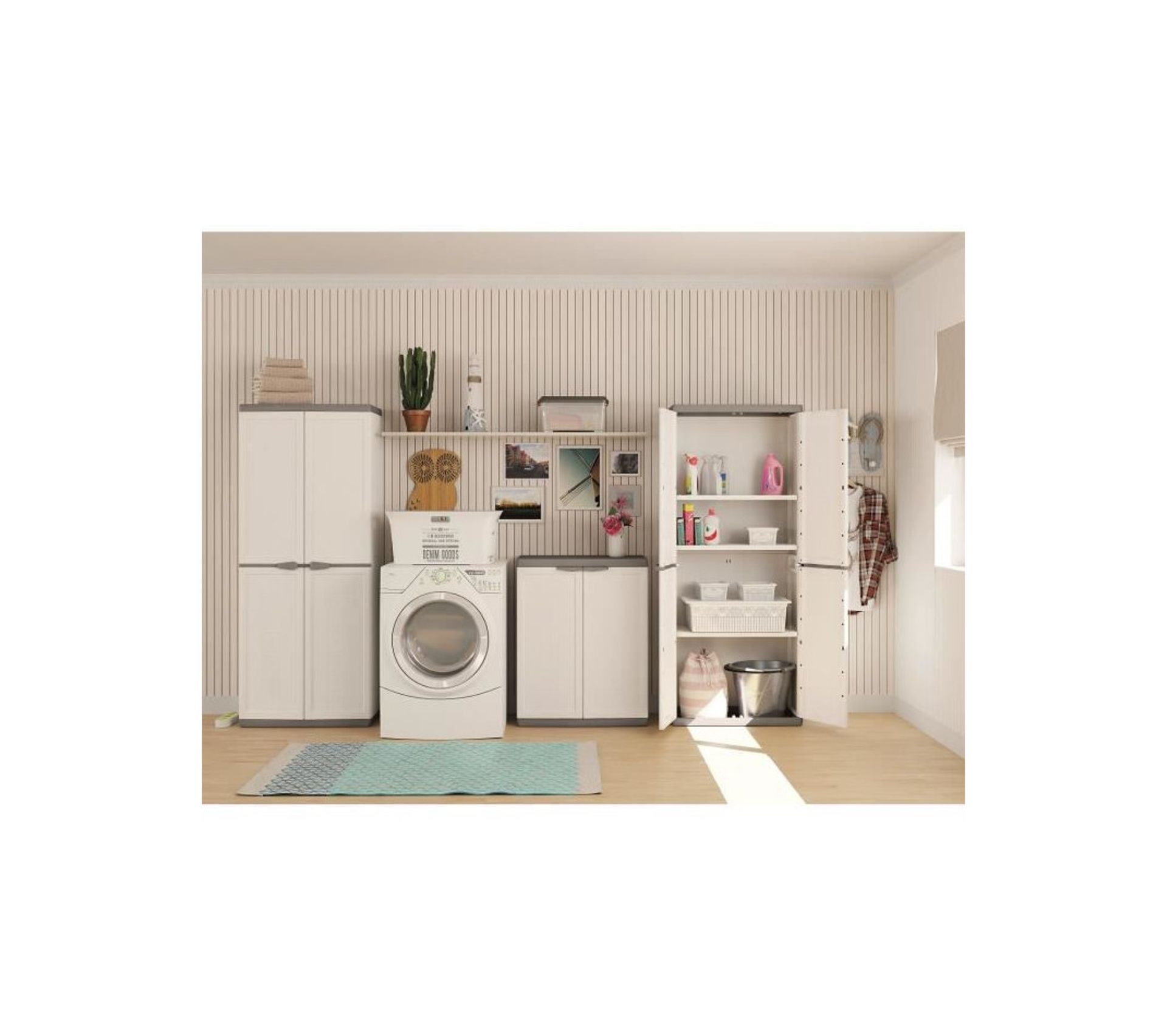 Armoire Basse Jolly Blanc Et Gris 68 X 39 X 85 Cm Meuble d'appoint Banc BUT