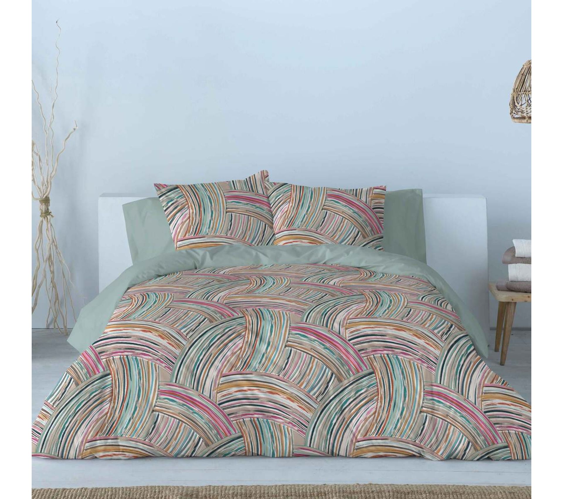 Housse De Couette Arcs Rose/vert/multicolore 200x200 cm - Housse de