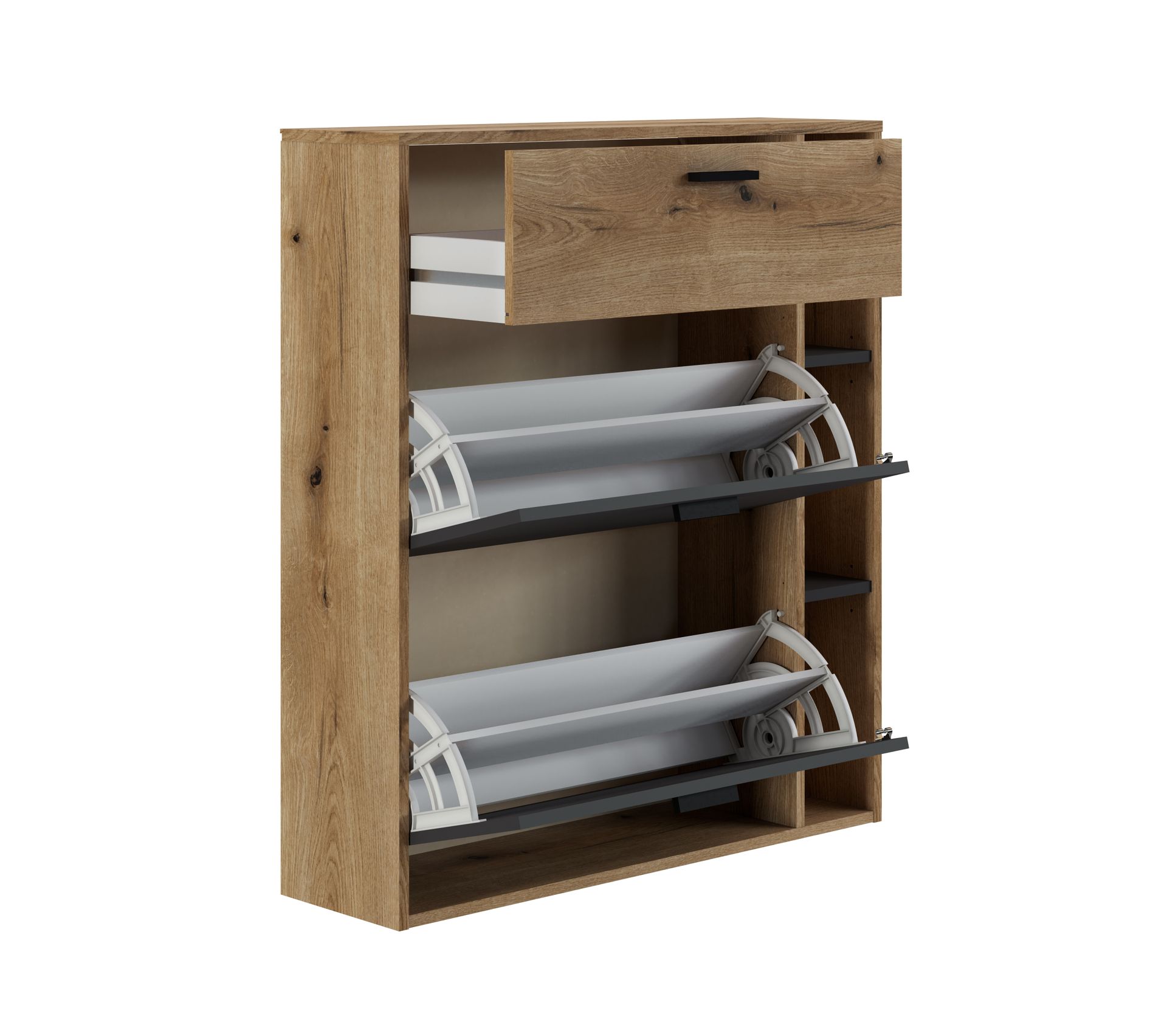 Meuble à chaussures DERBIES Imitation chêne et gris Meuble à chaussures BUT