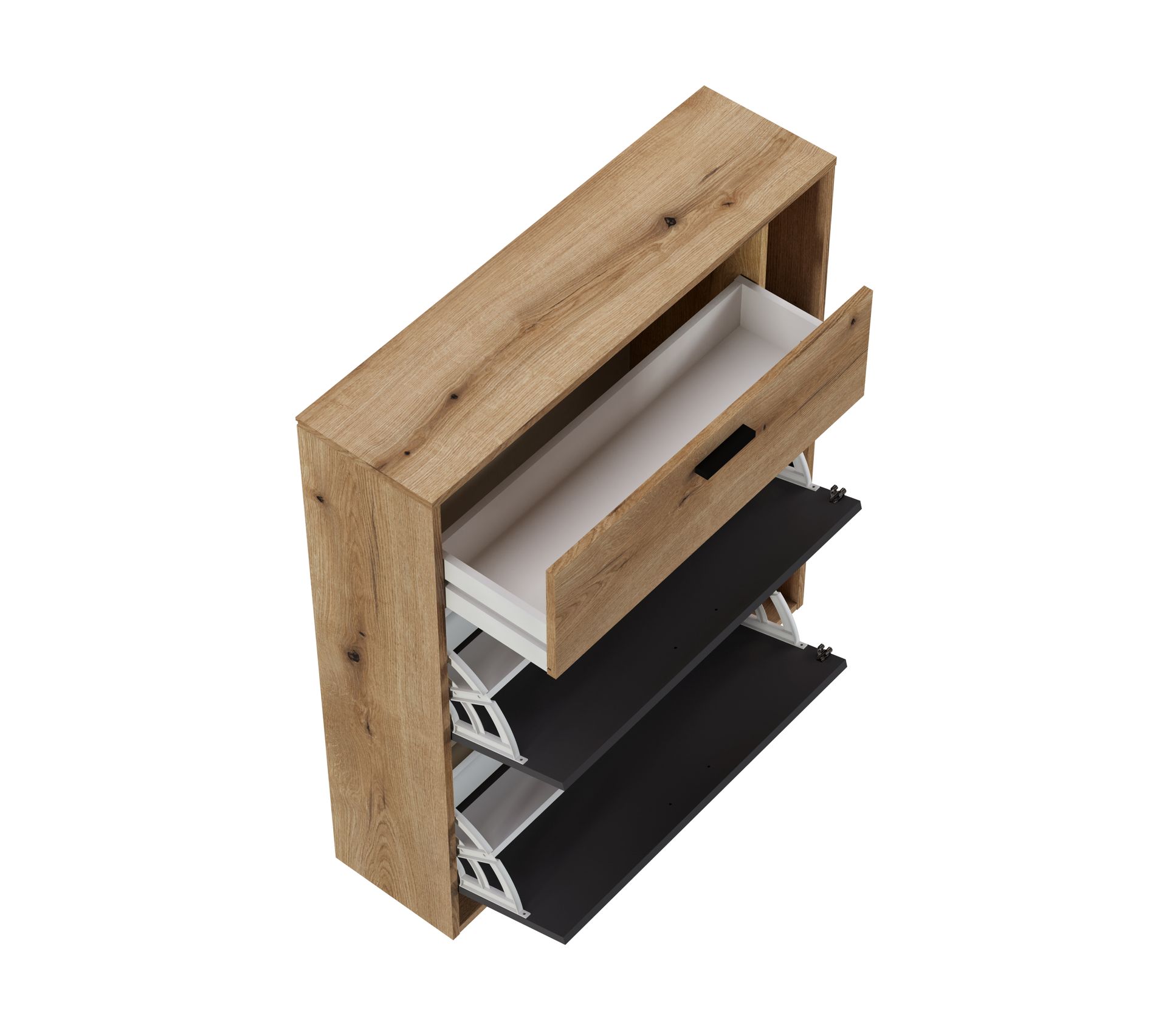 Meuble à chaussures DERBIES Imitation chêne et gris Meuble à chaussures BUT