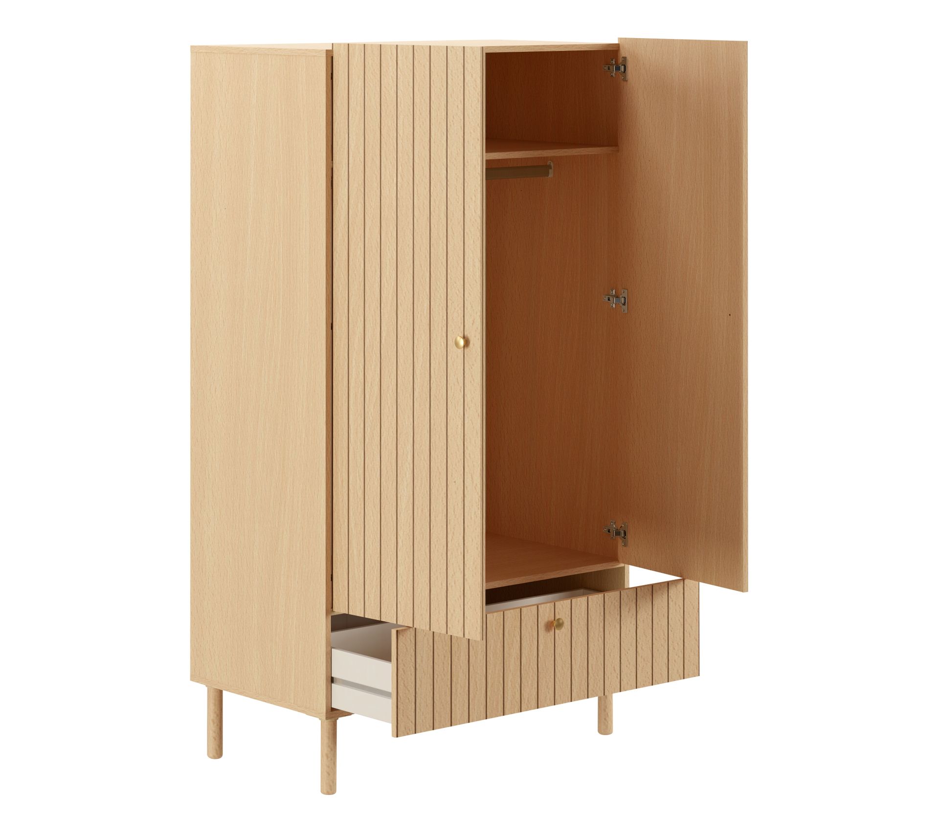 Armoire 2 portes et 1 tiroir GOLDIE hêtre Armoire BUT