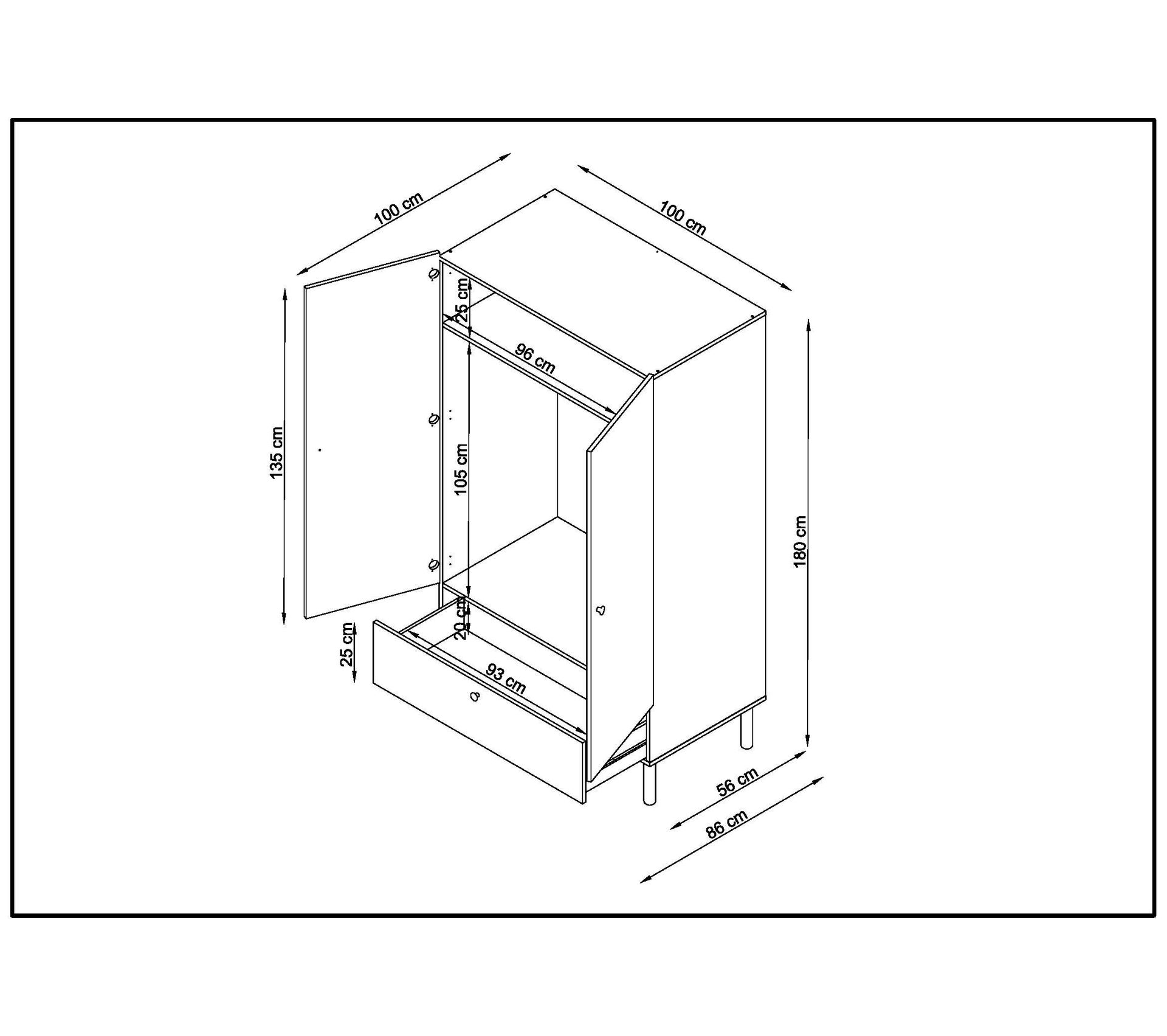 Armoire 2 portes et 1 tiroir GOLDIE hêtre Armoire BUT