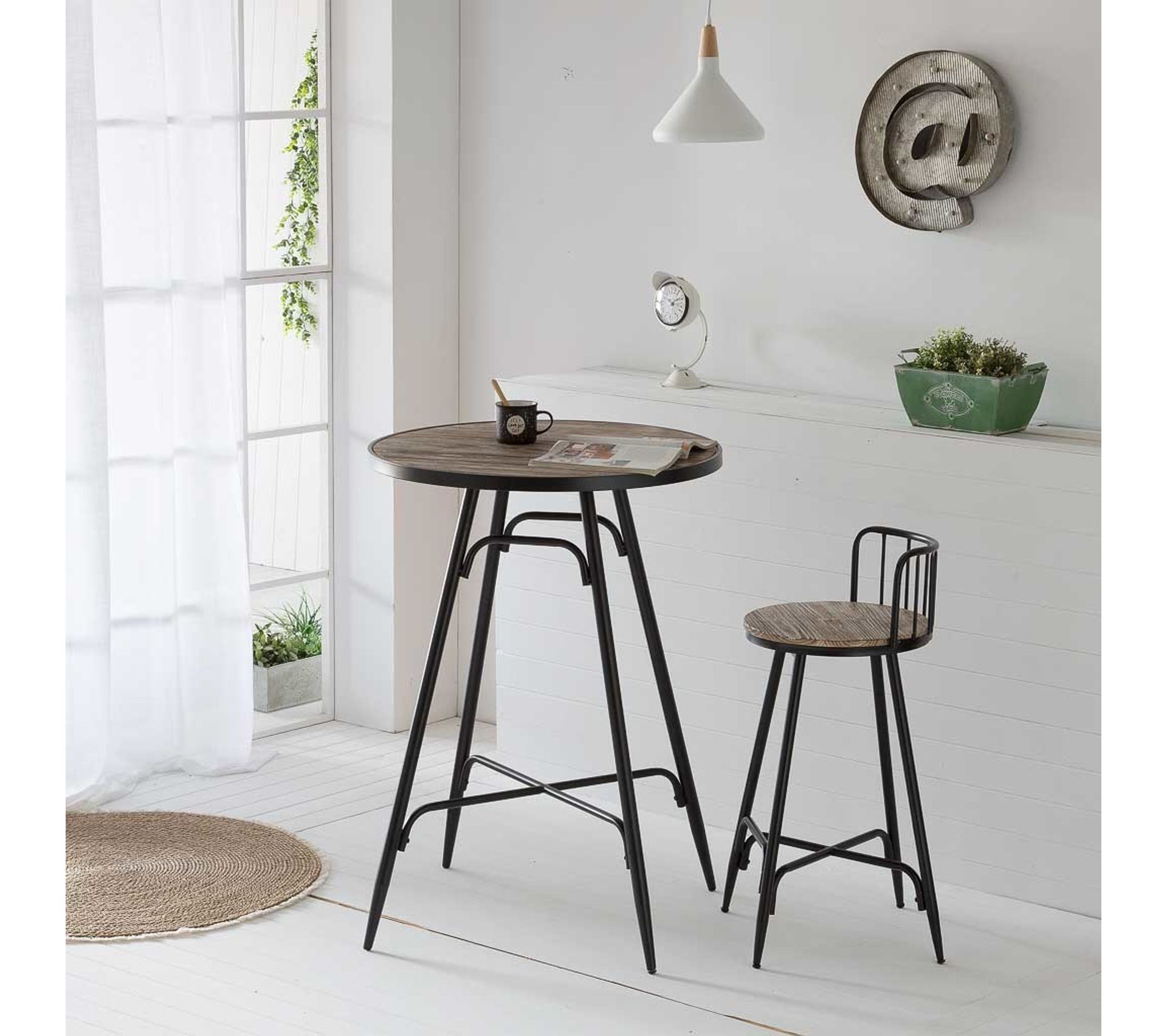 Table Haute Ronde Pliable Le Havre 80 Cm - Plateau Plastique Recyclé, Pieds Acier, Pour Extérieur, Fêtes Jardin