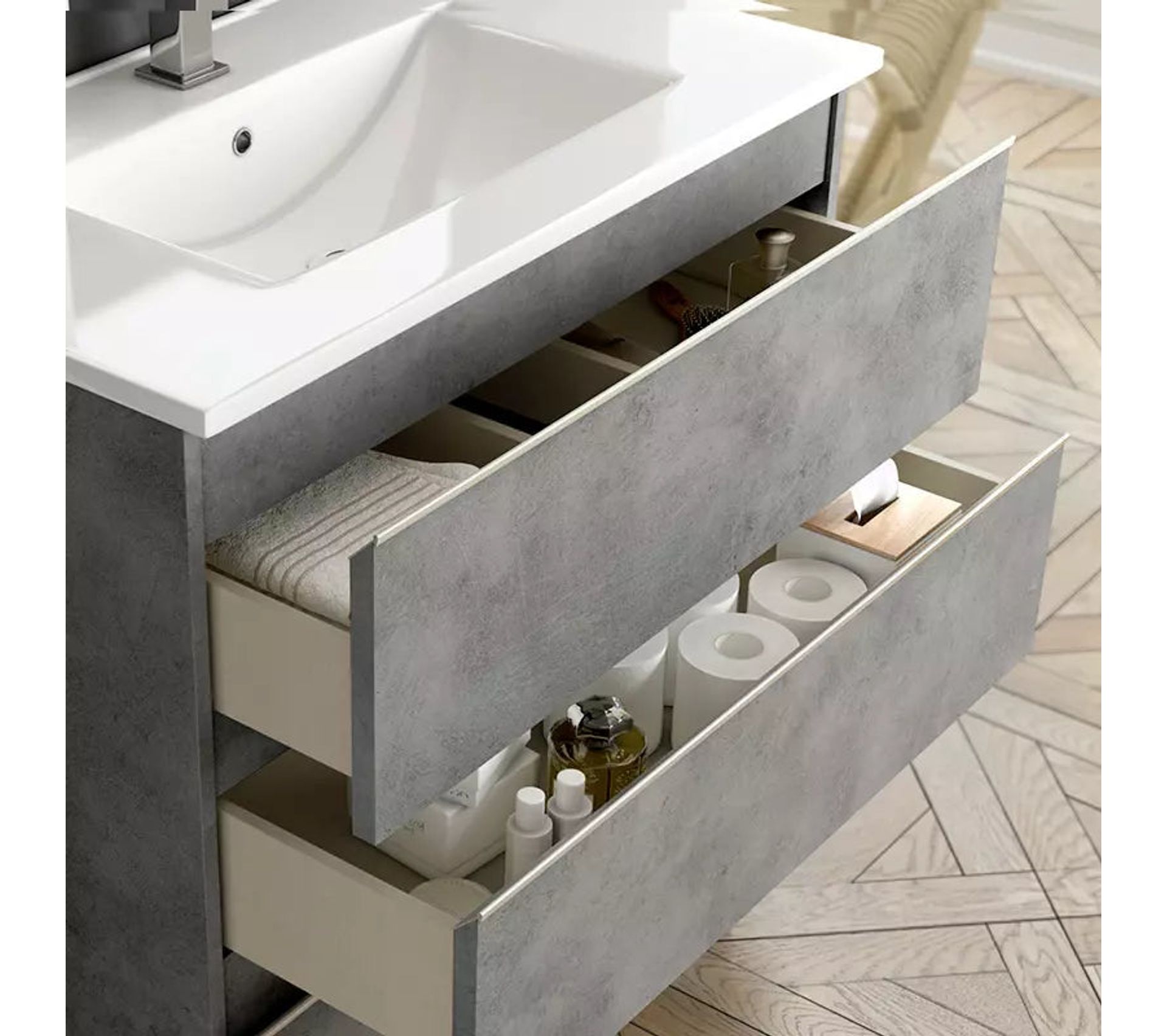 Meuble De Salle De Bain 60cm Simple Vasque 3 Tiroirs Sans Miroir Meuble De Salle De Bain 60cm Simple Vasque 3 Tiroirs Sans Miroir