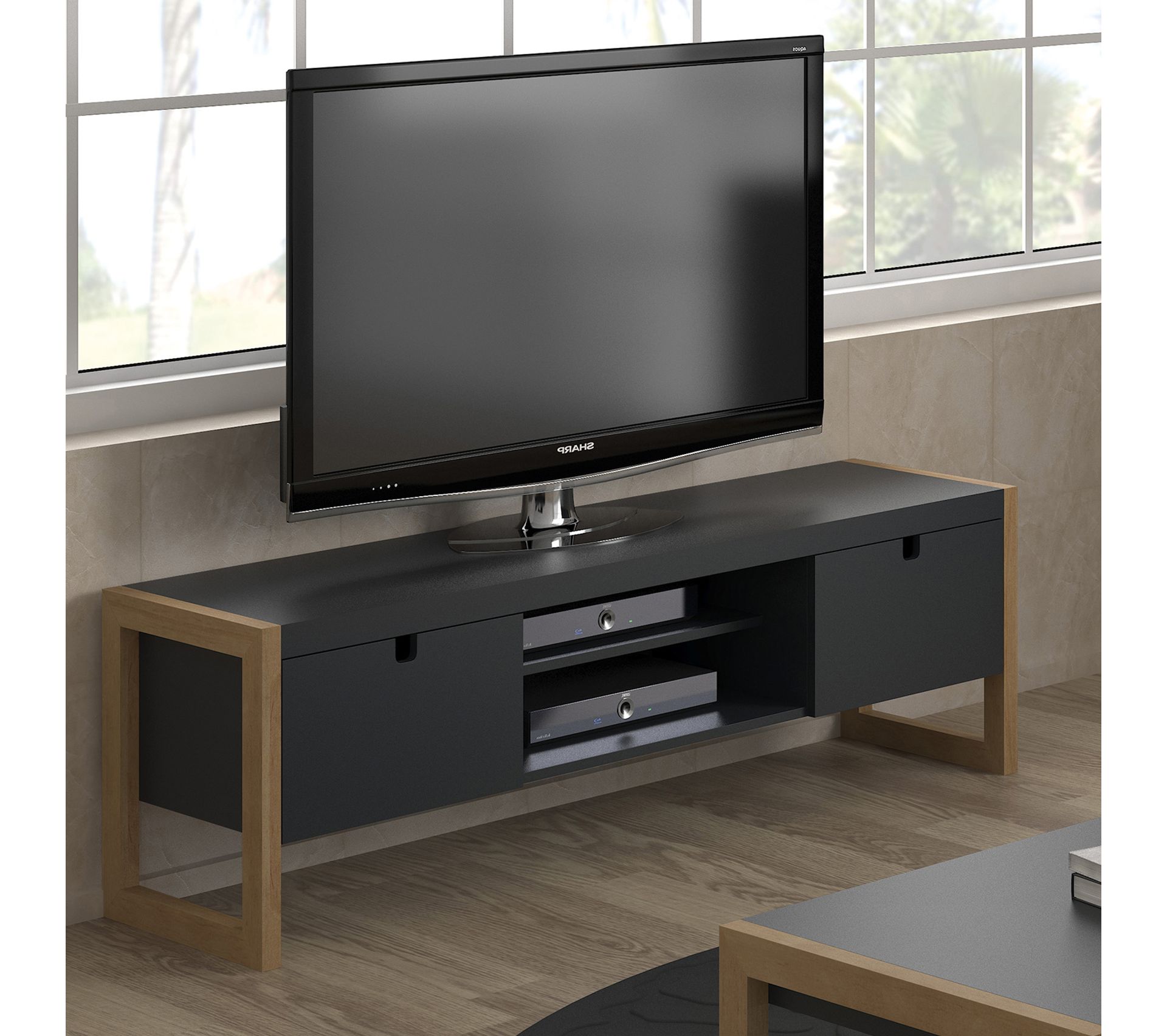 meuble tv anthracite et bois