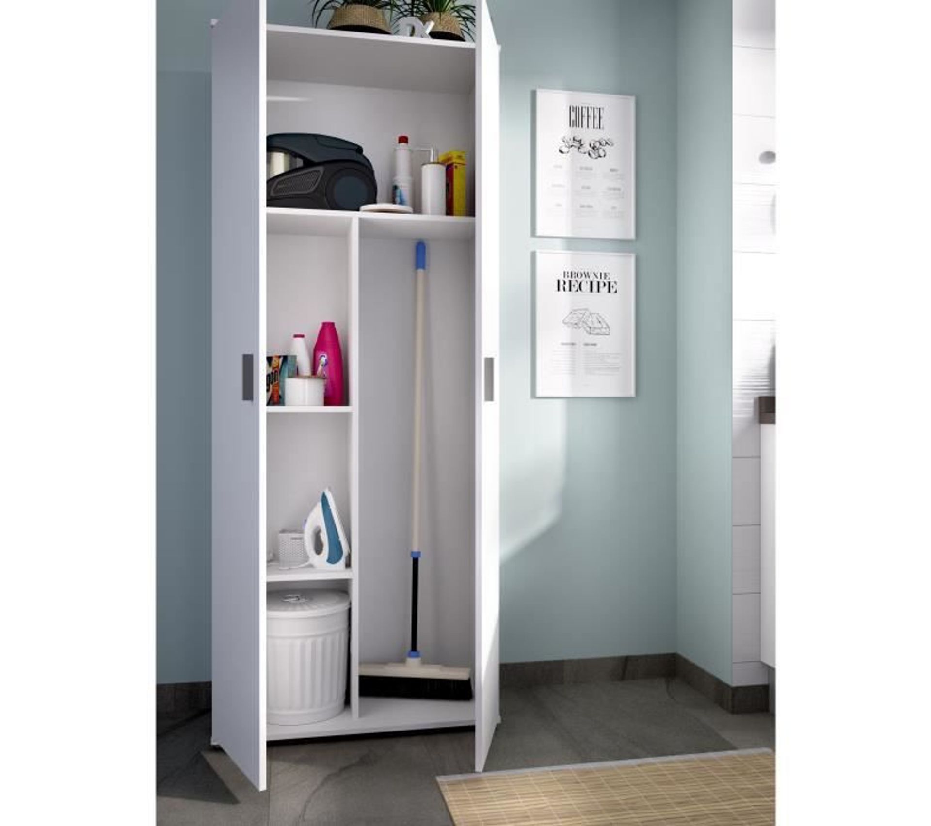 Armoire De Buanderie 2 Portes Blanc L 190 X H78 X P35 Cm Fit
