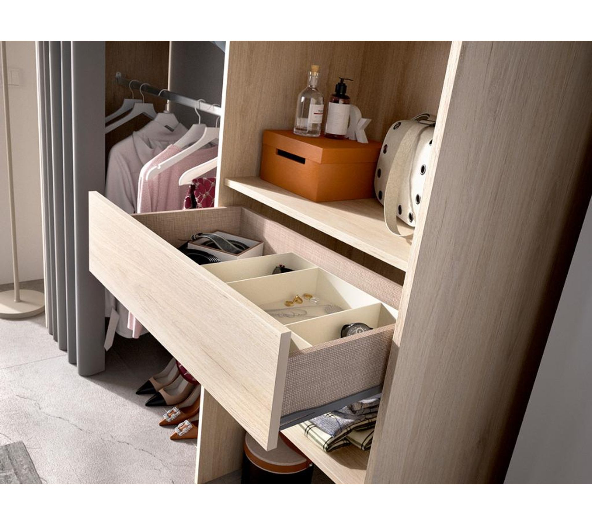 Dressing Extensible Laurent L.110/160 Cm Coloris Chêne Et Gris