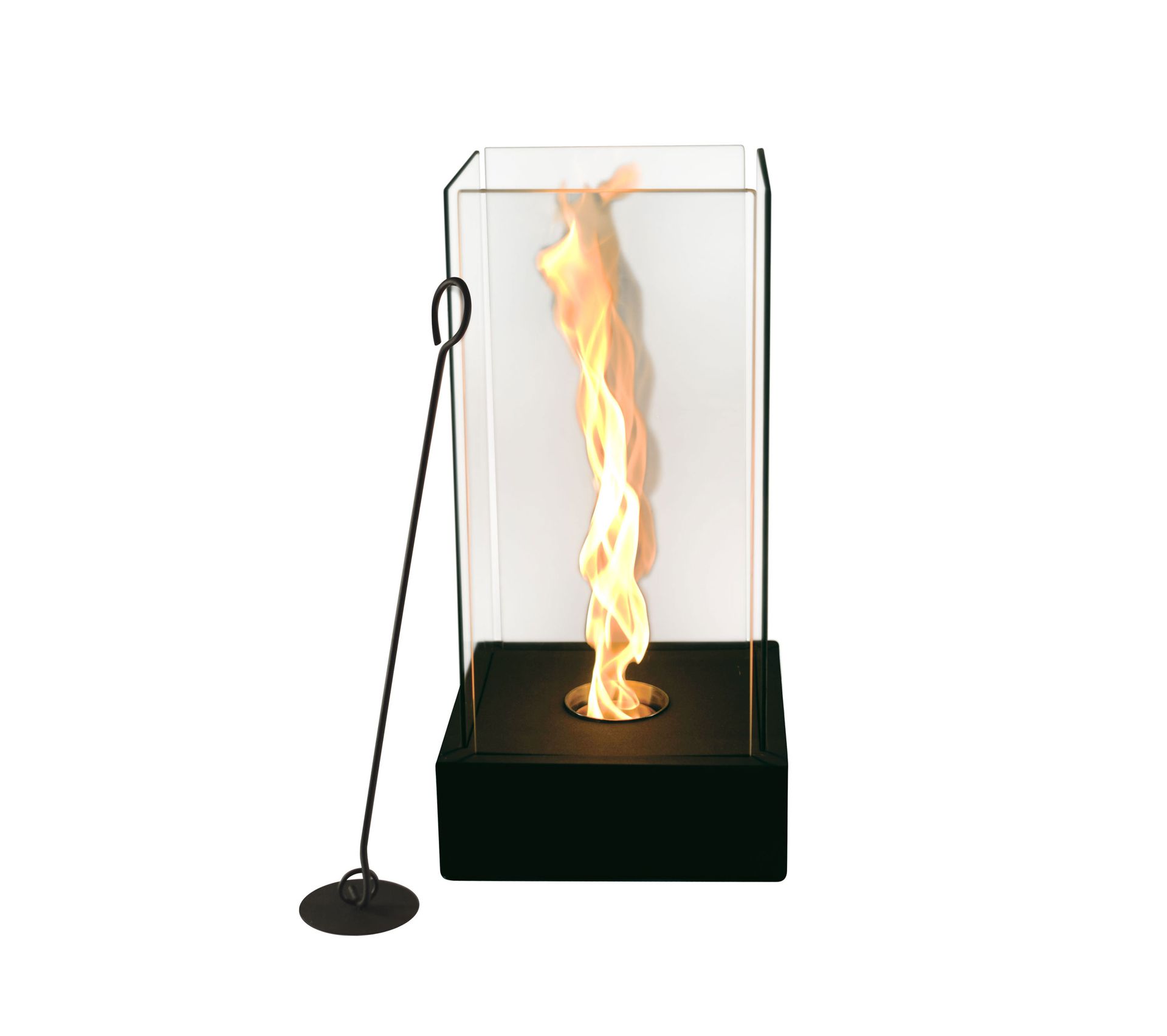 Lampe De Table Tornade à Flamme LED - Décoration Moderne Pour Cheminée, Chambre, Balcon - 40x19 Cm - Verre Trempé Et Métal