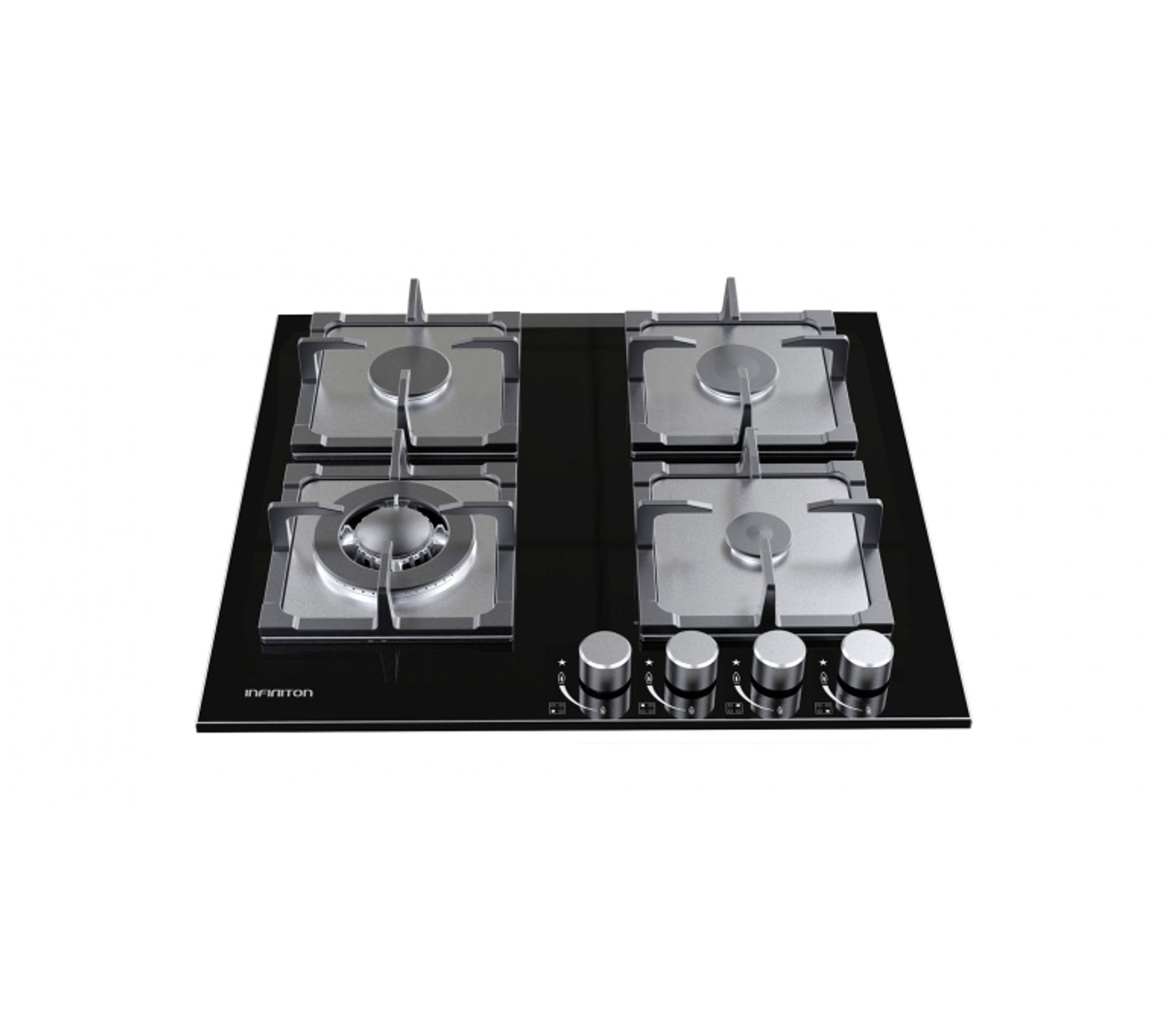 Plaque Gaz Encastrable Ggmci421 Noir, Argent 60 Cm Gaz 4 Foyers