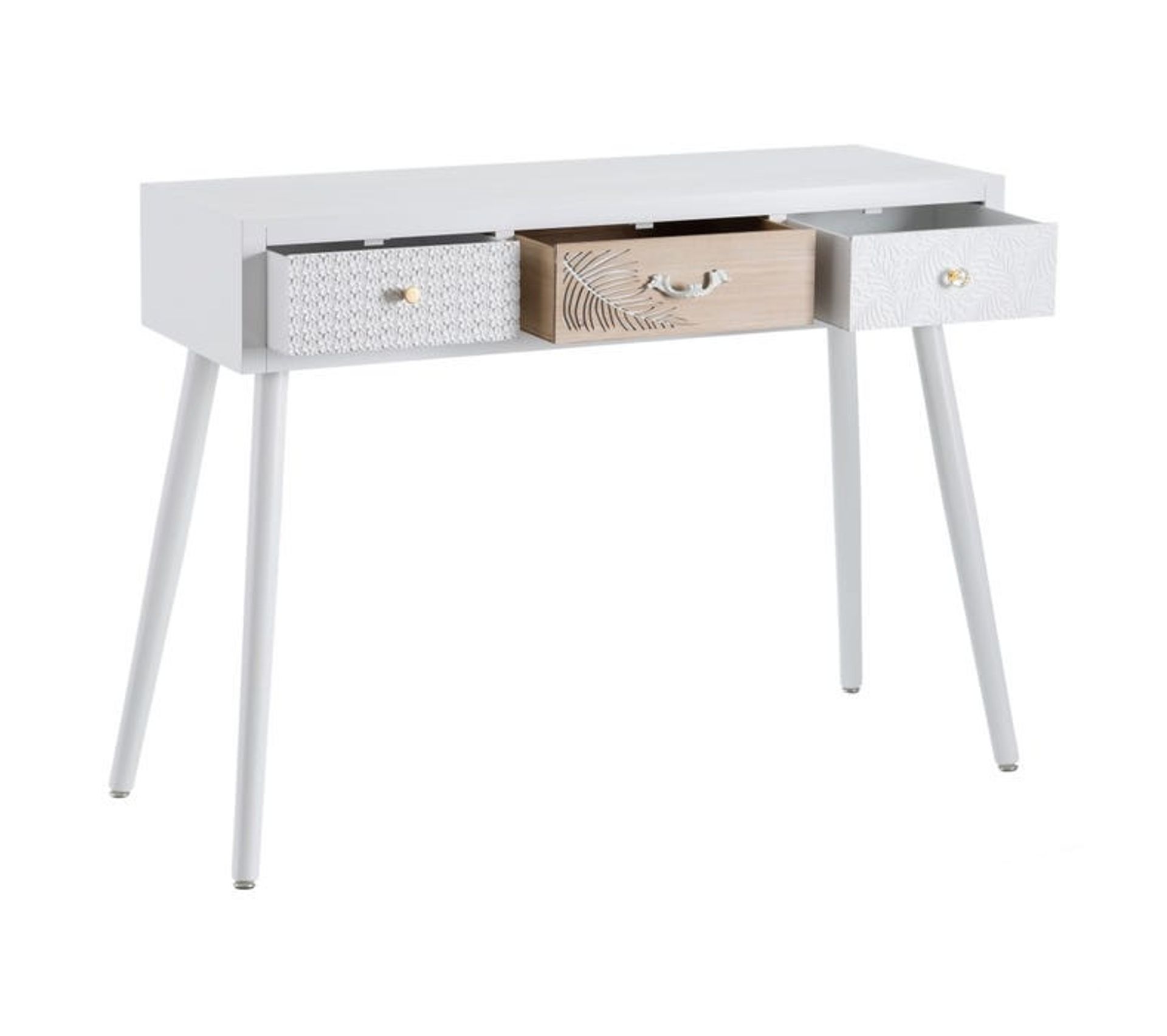 Console Blanche En Bois Massif 3 Tiroirs Cassie Table console BUT