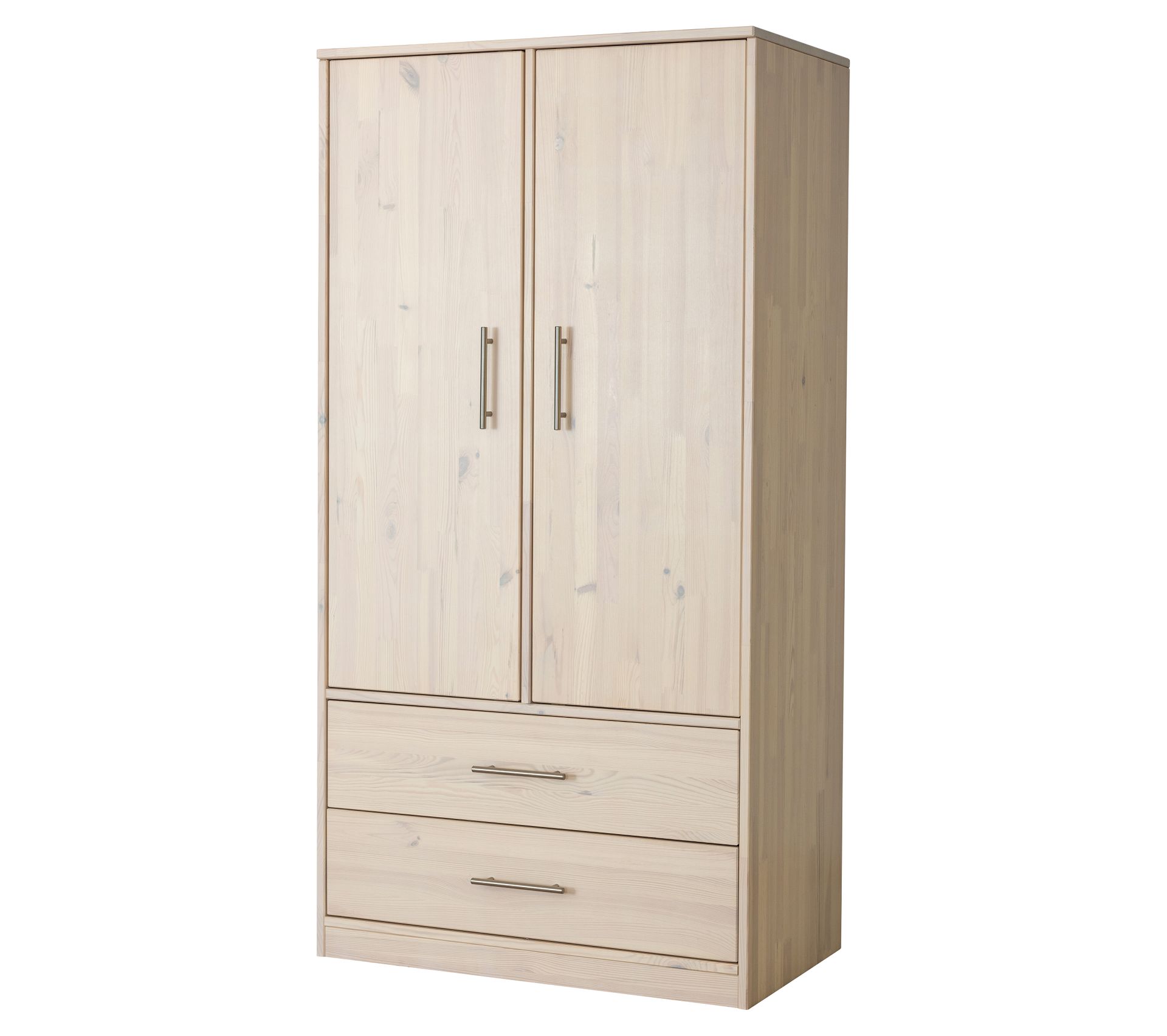 Armoire 2 portes et 2 tiroirs HAPPY 3 Naturel blanchi Armoire BUT