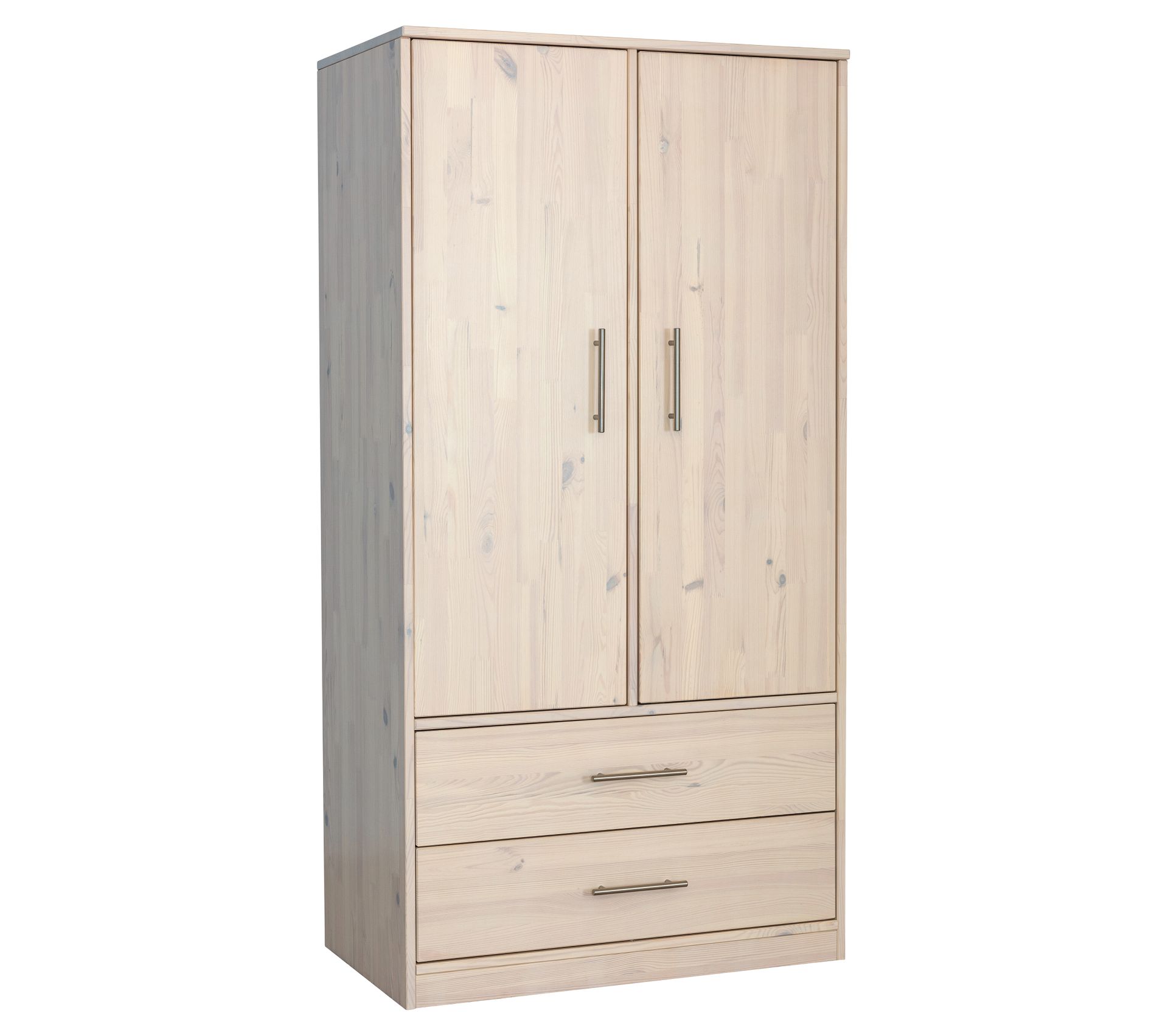 Armoire 2 portes et 2 tiroirs HAPPY 3 Naturel blanchi Armoire BUT