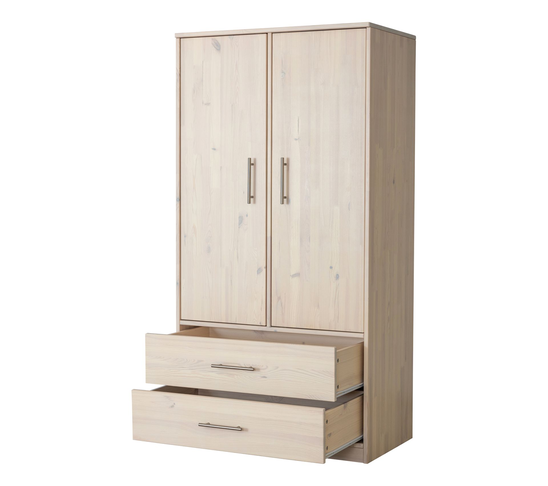 Armoire 2 portes et 2 tiroirs HAPPY 3 Naturel blanchi Armoire BUT