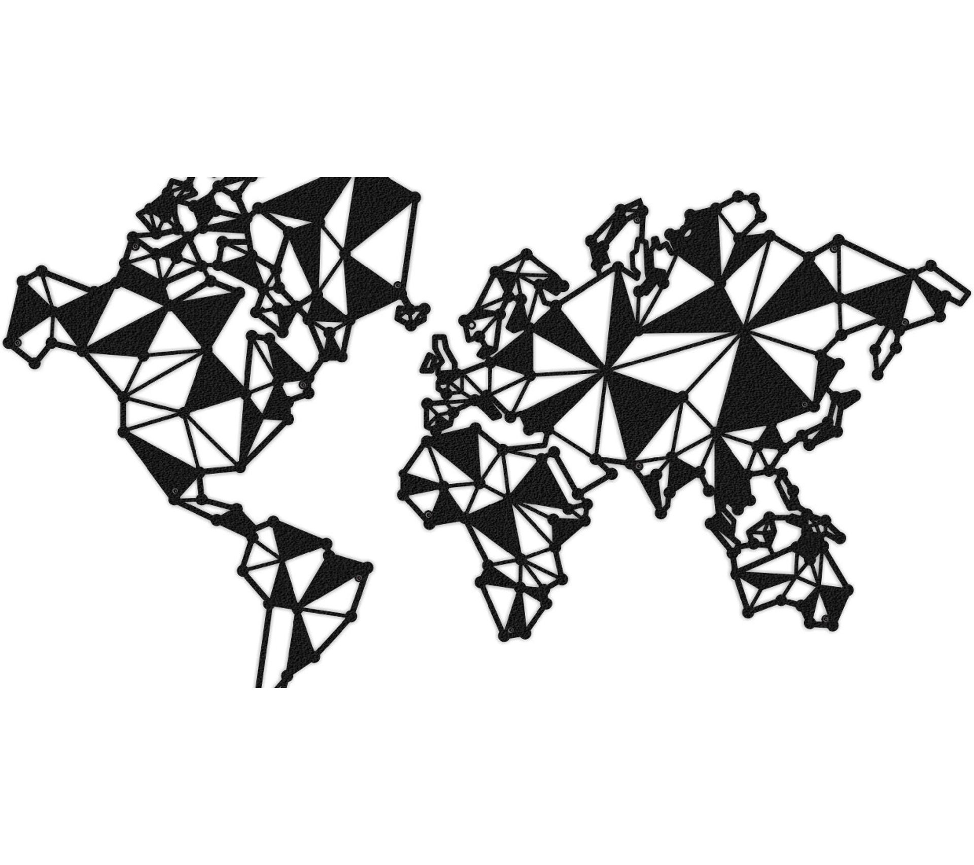 Décoration Murale World Map Series En Métal, Noir 110 X 1,5 X 70 Cm