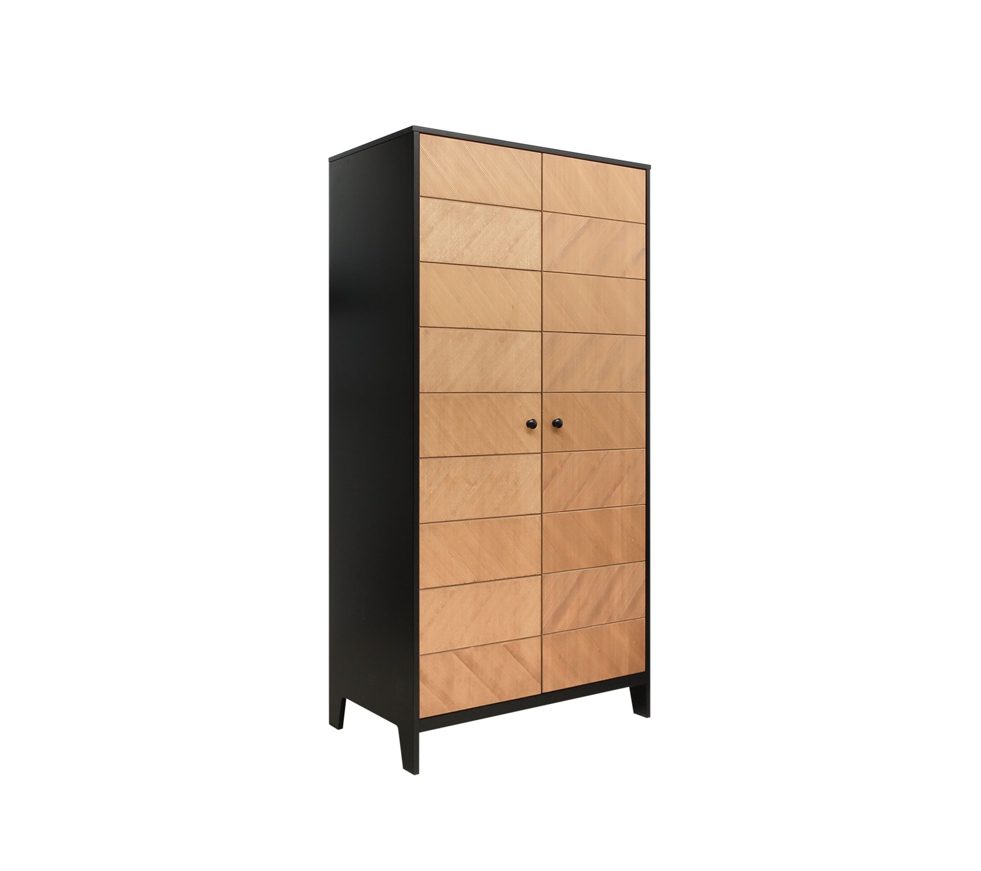 Armoire 2 Portes Bopita Job Noir Et Bois Naturel Armoire But