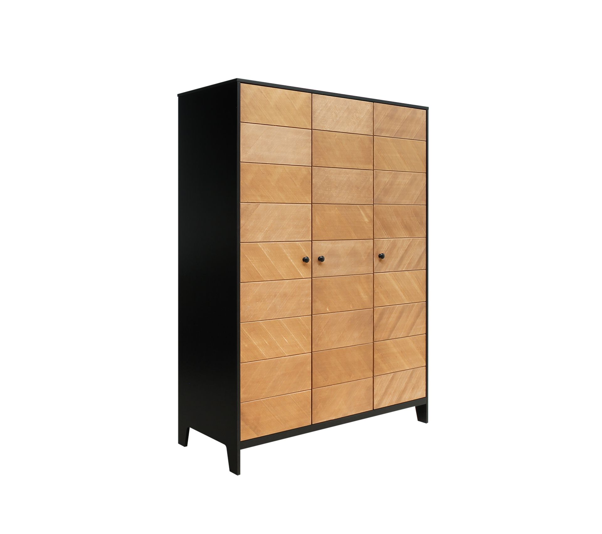 Armoire 3 Portes Job Noir Et Bois Naturel Armoire BUT