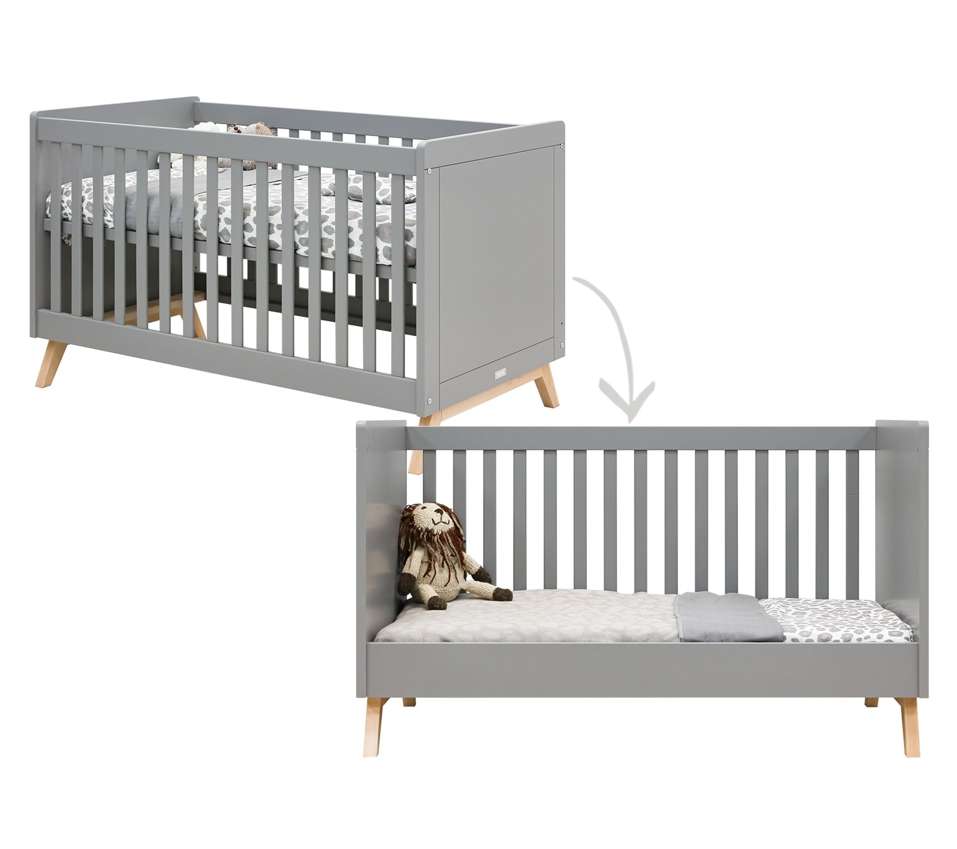 Fenna Lit Banquette Enfant 70 X 140 En Bois Gris Naturel Lit Evolutif But