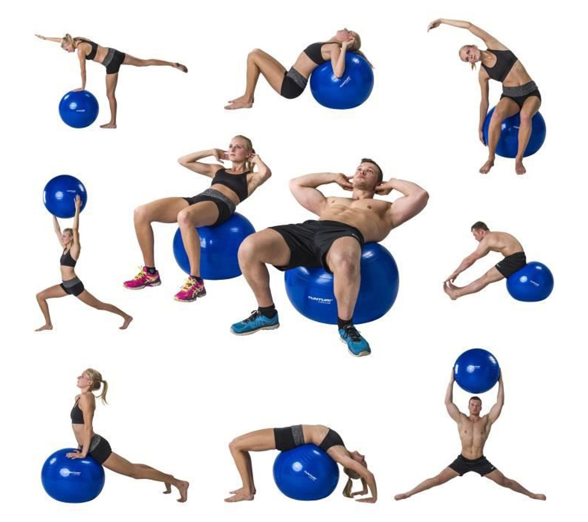 Ballon De Gym Opti 55/65/75 Cm - Bleu - Anti-éclat - Fitness & Yoga