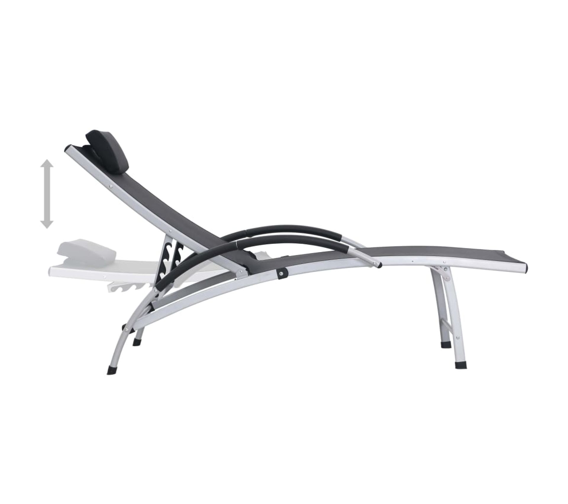 Chaise Longue Aluminium Textilène Noir Chaise longue Transat BUT