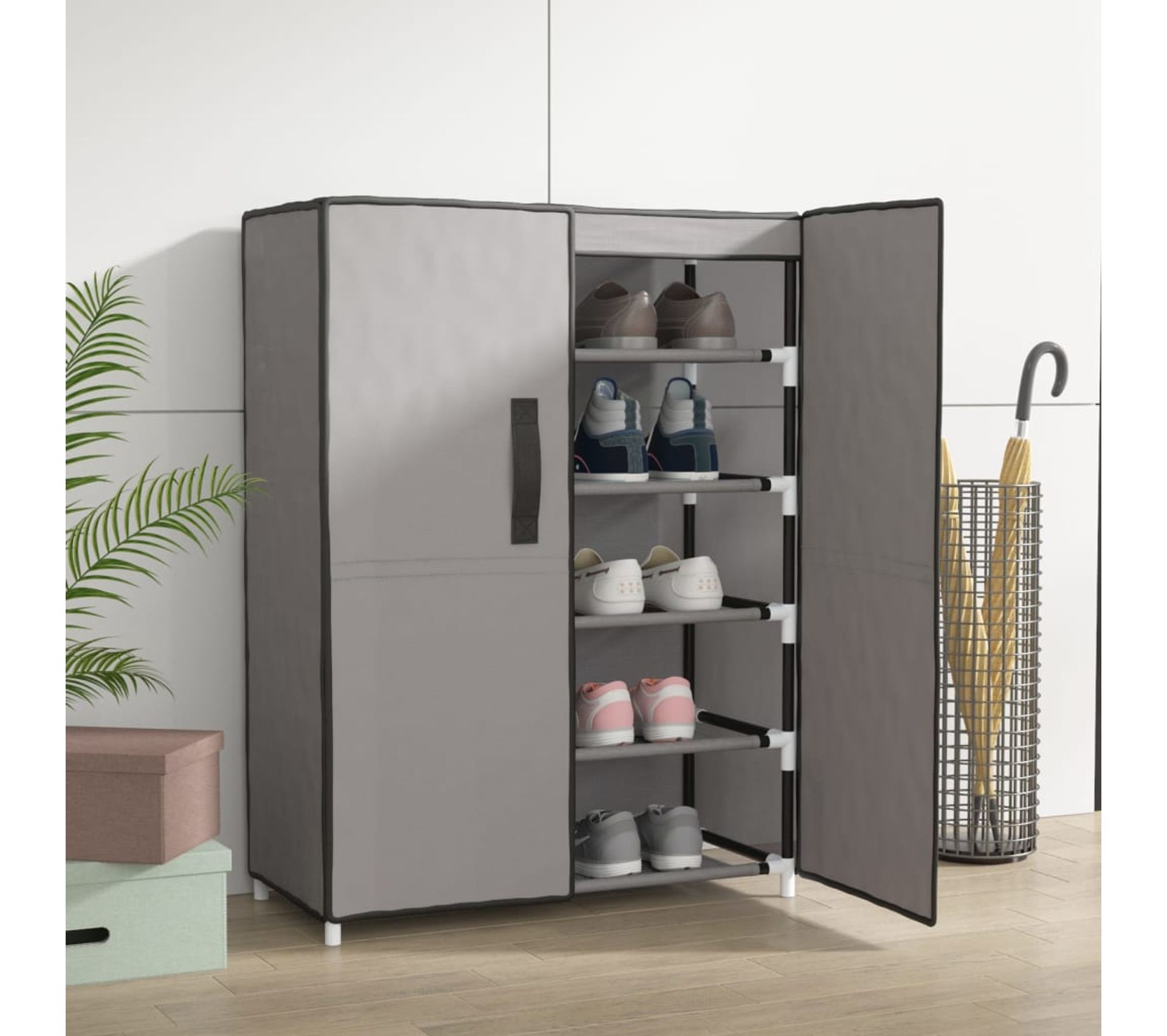 Armoire à Chaussures Gris 60x28x90 Cm Tissu Meuble à chaussures BUT