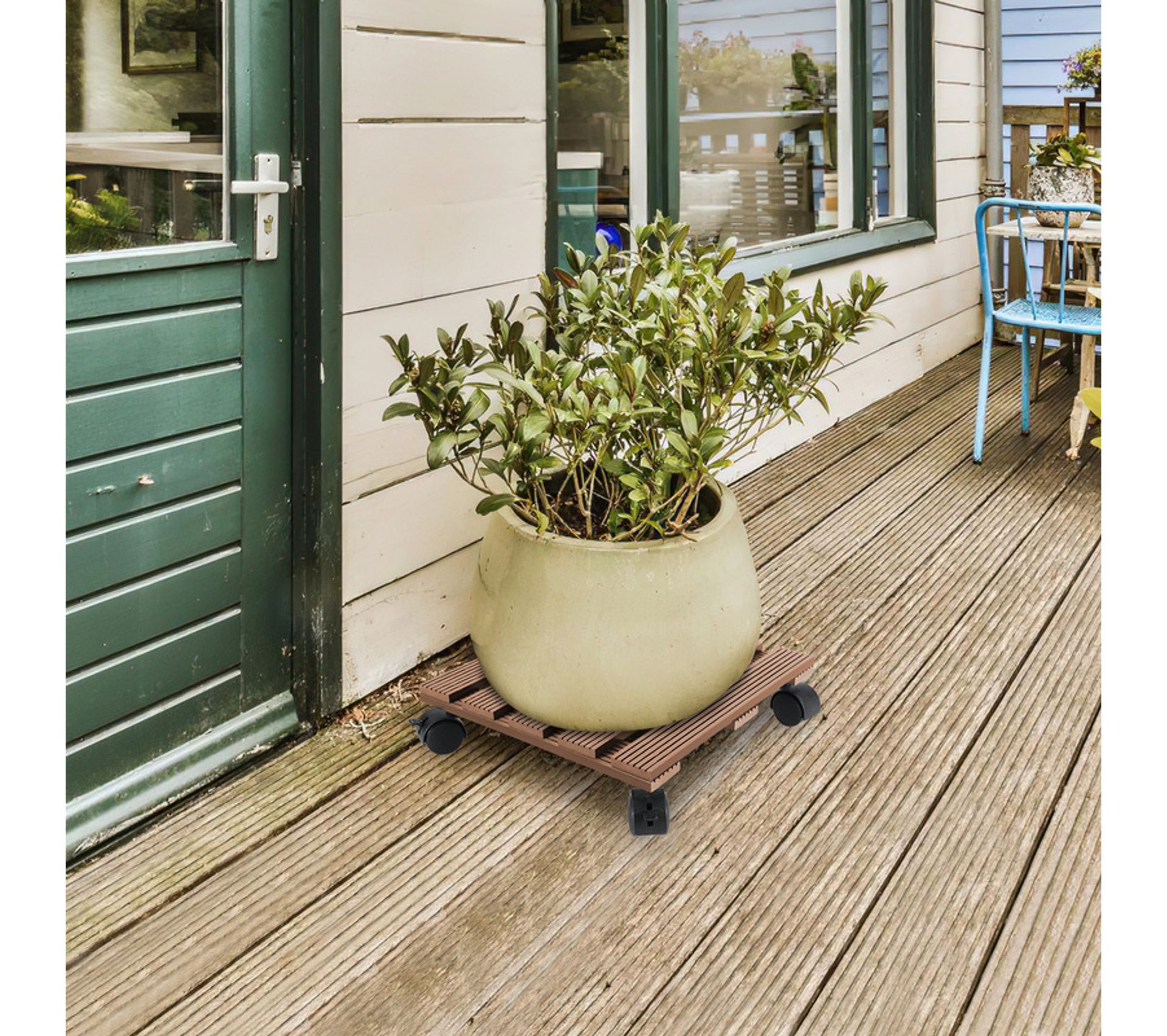 HOHY Chariot Plantes Extérieur Rond 30 Cm - 2 Pièces - Roulettes 360° Verrouillables - Heavy Duty